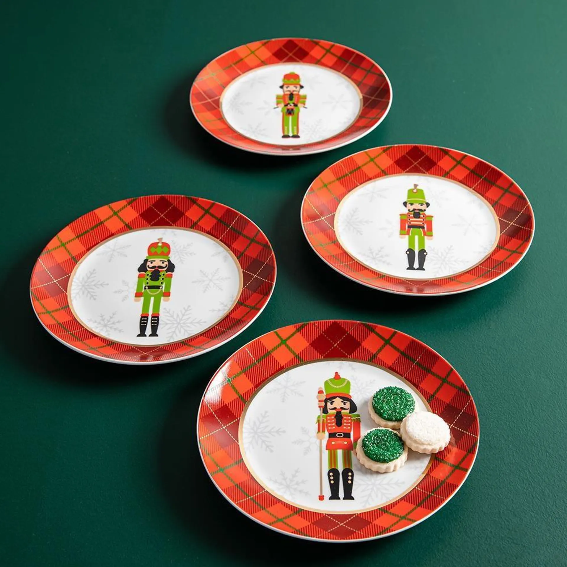 KSP Christmas Decal 'Nutcracker' Porcelain Side Plate - Set of 4