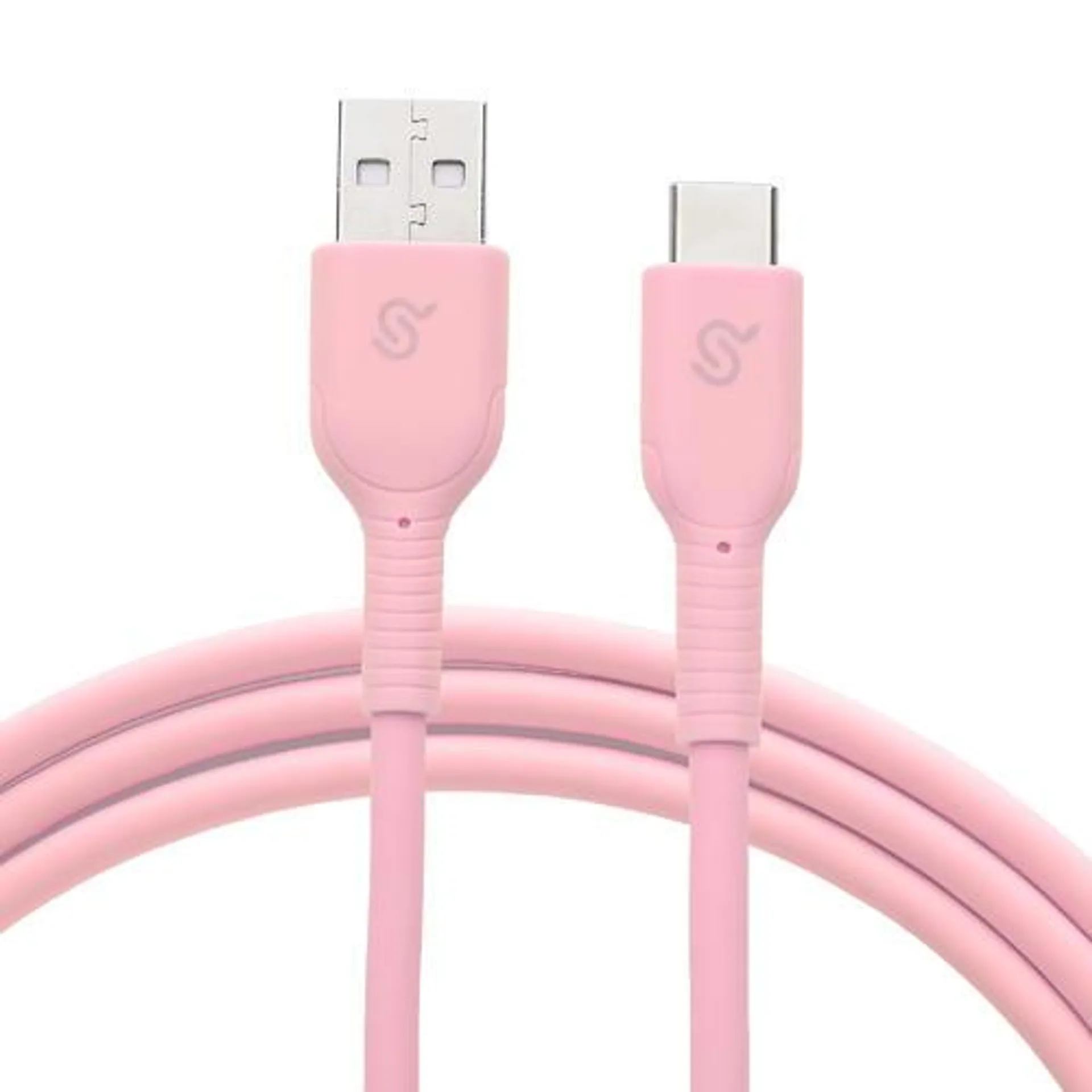 Ultra-soft USB2.0 Type-C to USB-A Charge Silicone Cable, 3.28 ft - PrimeCables® - Pink