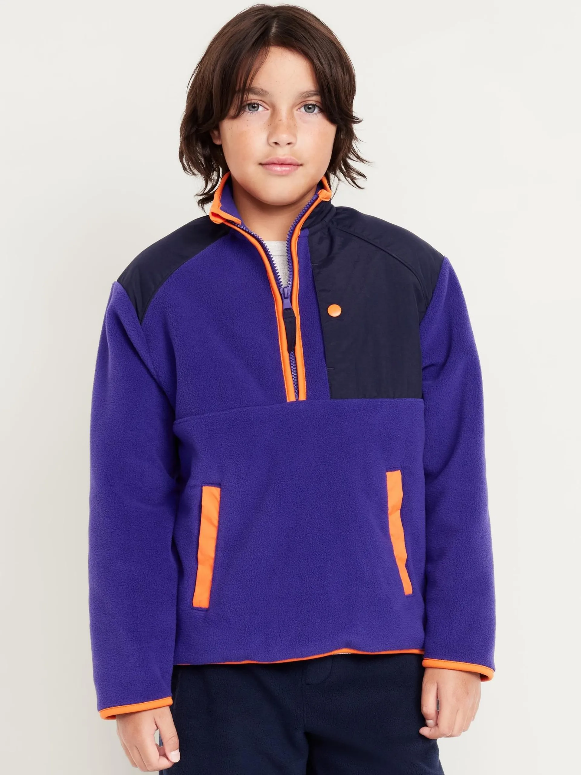 Oversized Microfleece Quarter-Zip Sweater for Boys