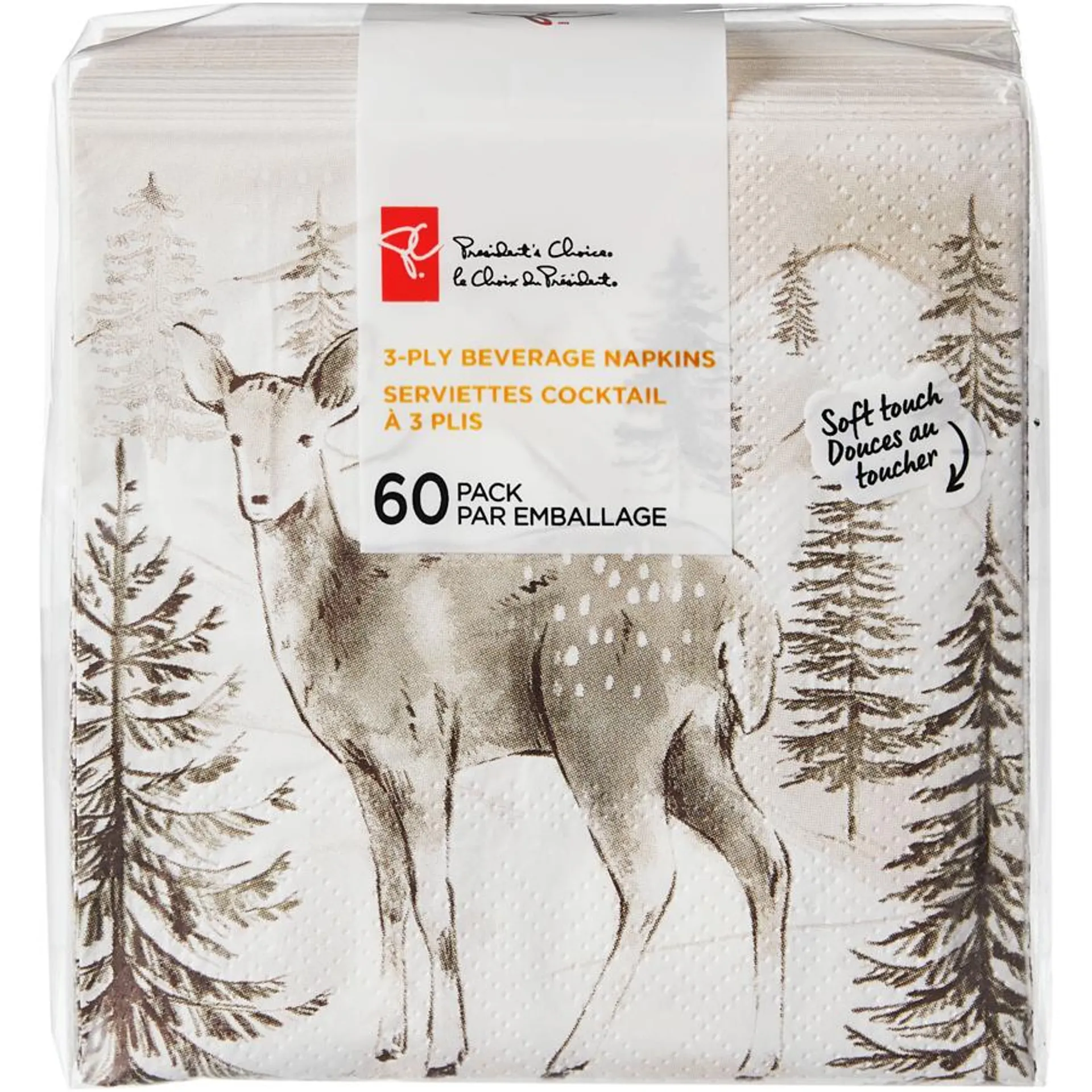 3 Ply Beverage Napkins 60 Pack - Deer