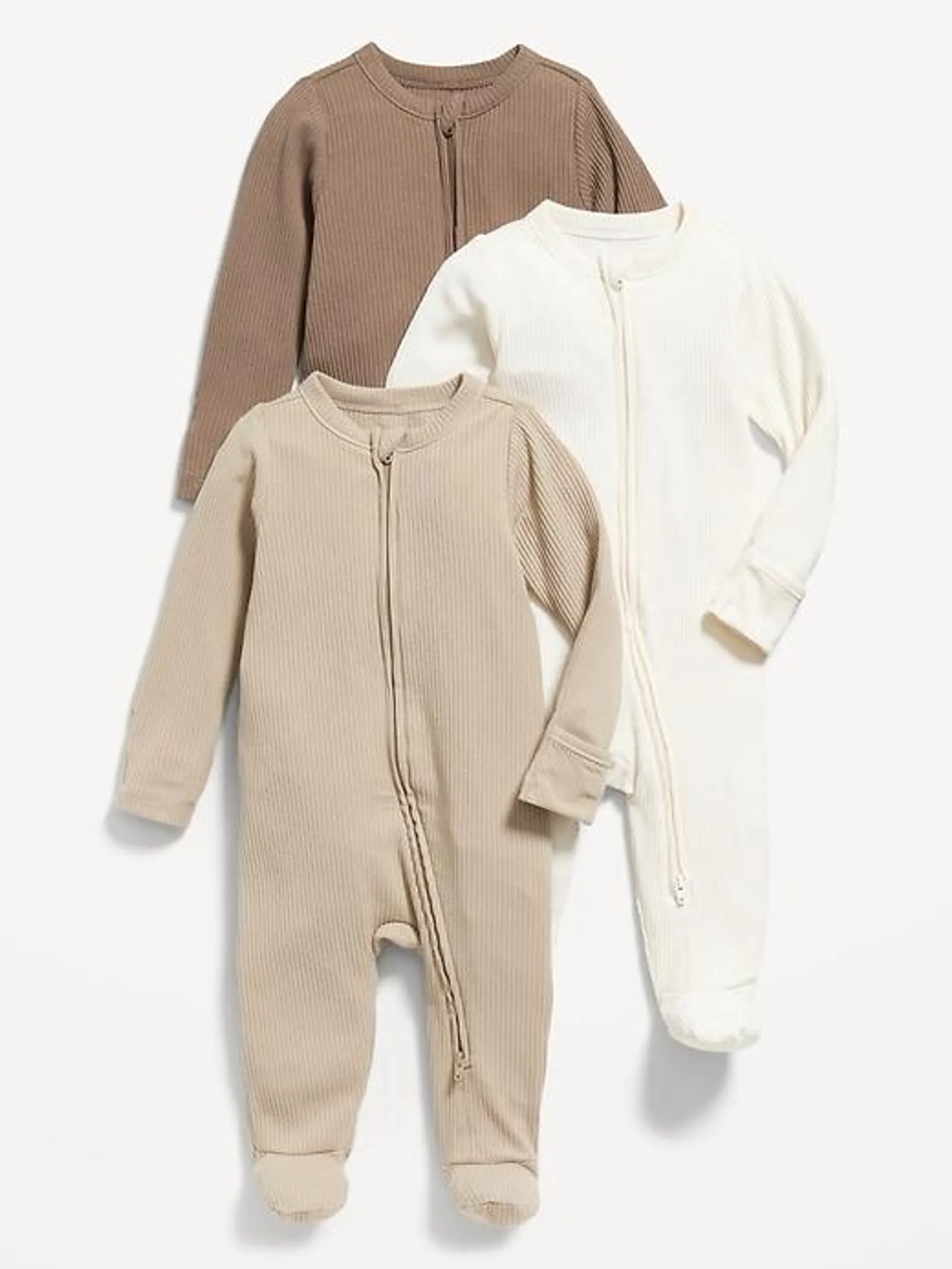 Unisex 2-Way-Zip Sleep & Play Footed One-Piece 3-Pack for Baby