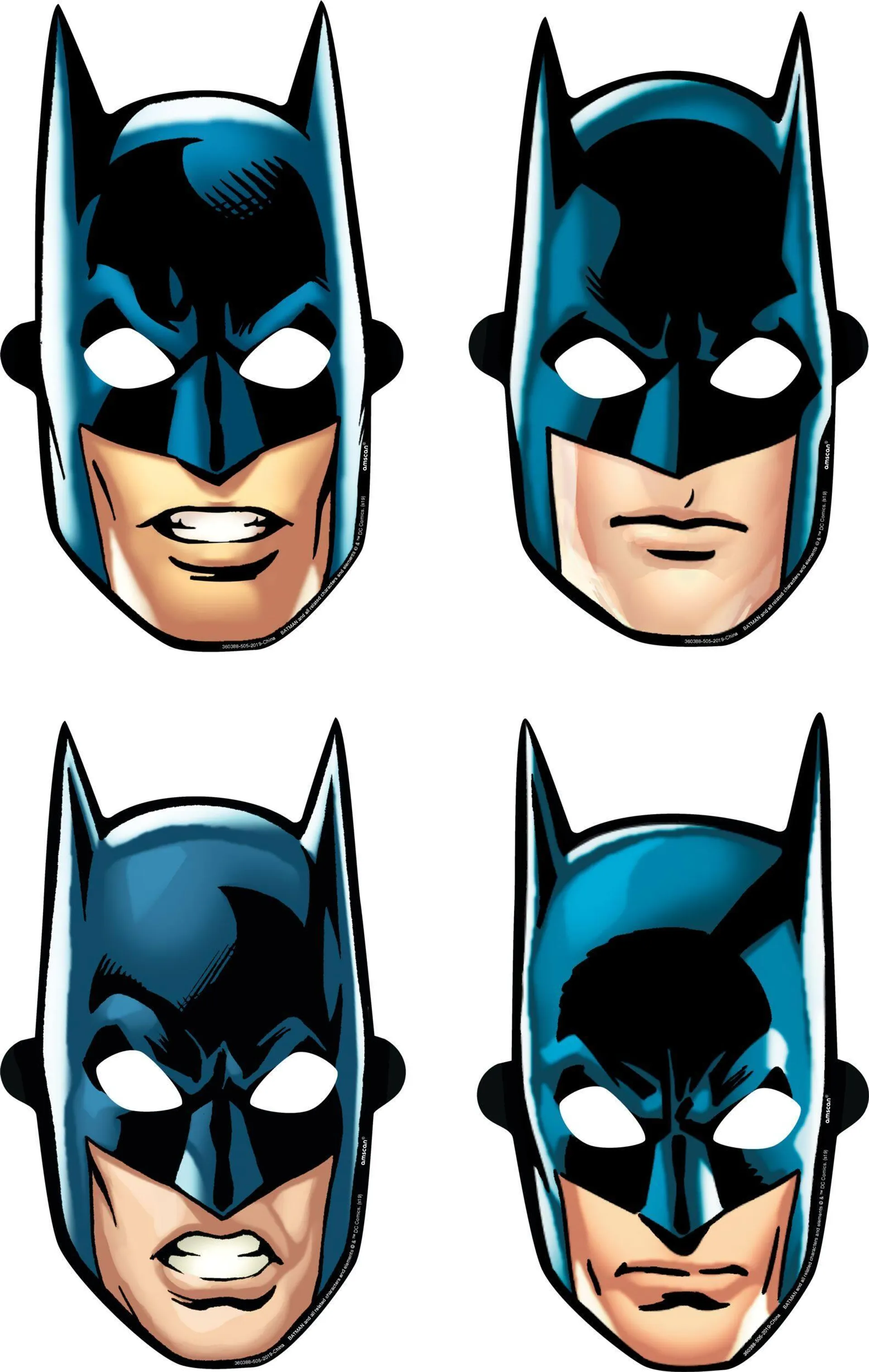 DC Justice League Batman Paper Masks, Blue/Black, One Size, 8-pk, Wearable Costume Accessories for Birthdays/Halloween