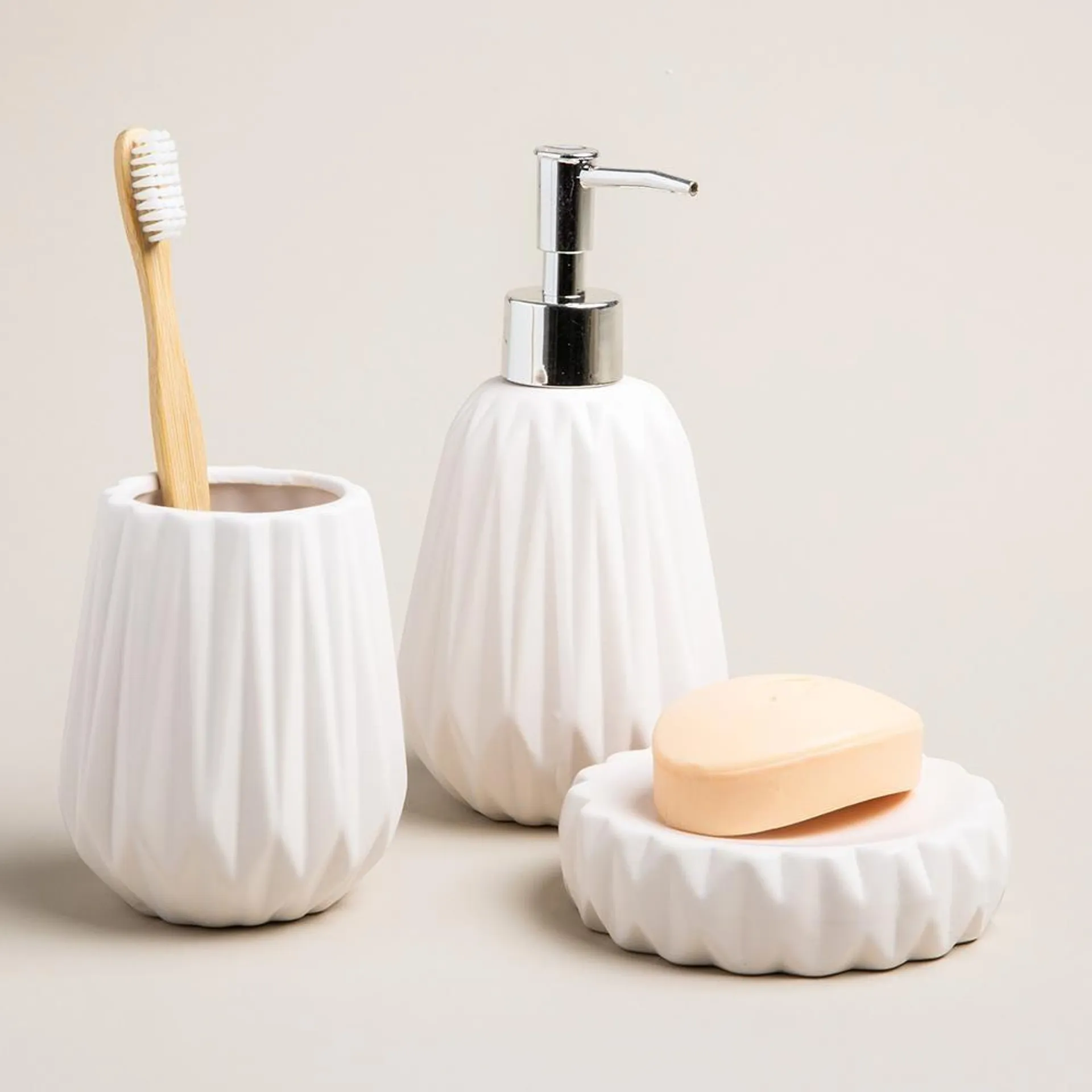 Harman Gem Ceramic Bath Accessory Combo - Set of 3 (White)