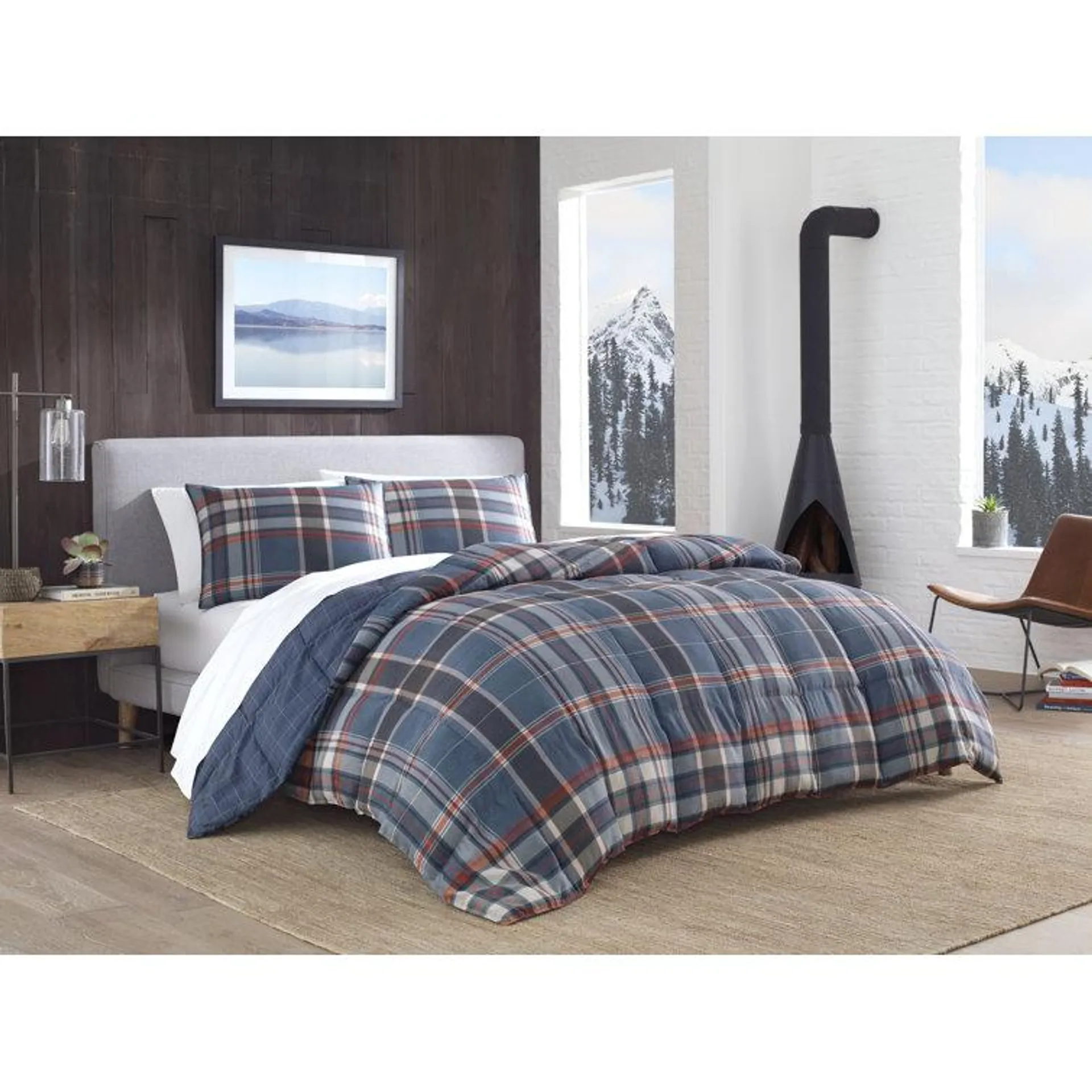 Shasta Lake Navy Reversible Comforter Set