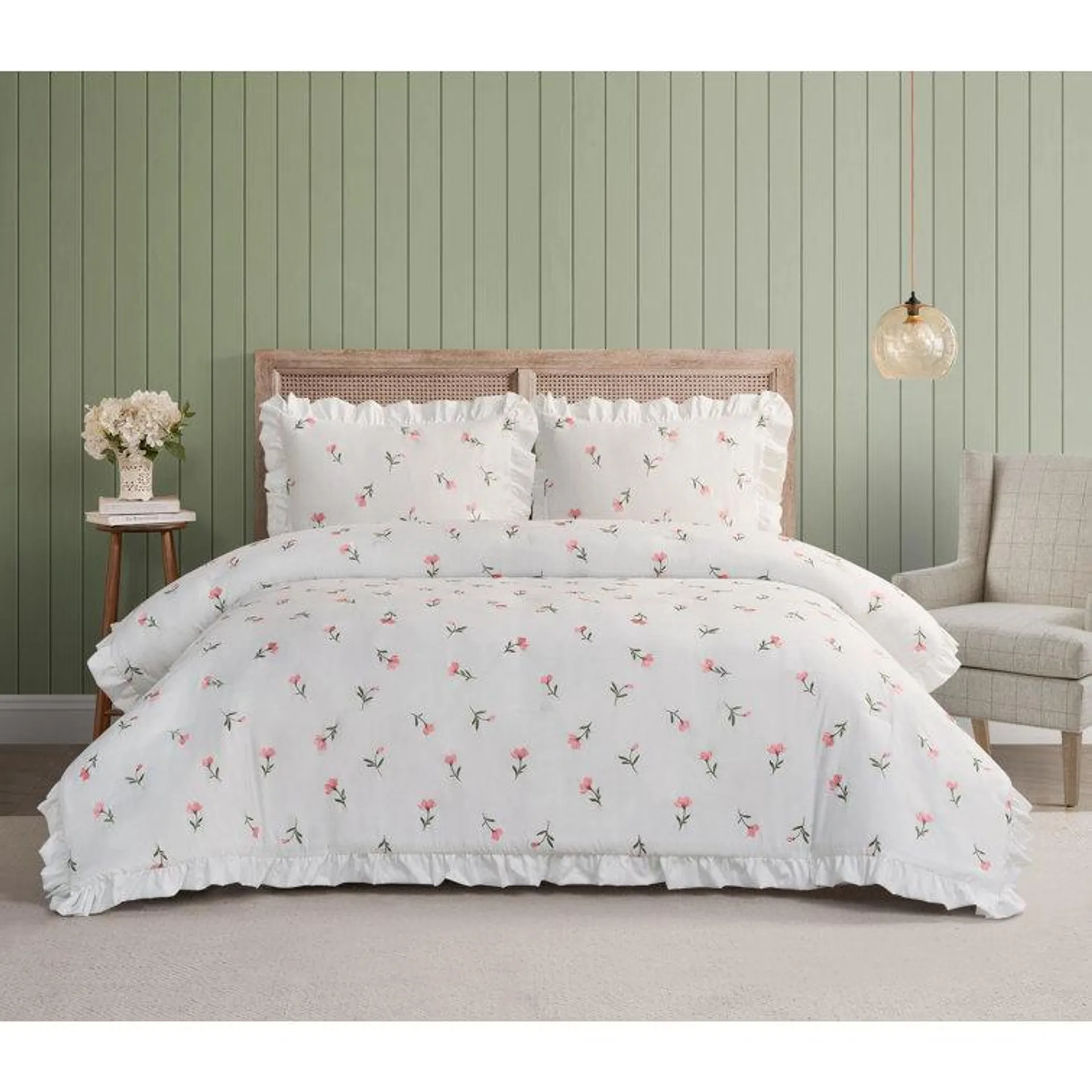 Lana Microfiber / Polyester Floral Comforter Set