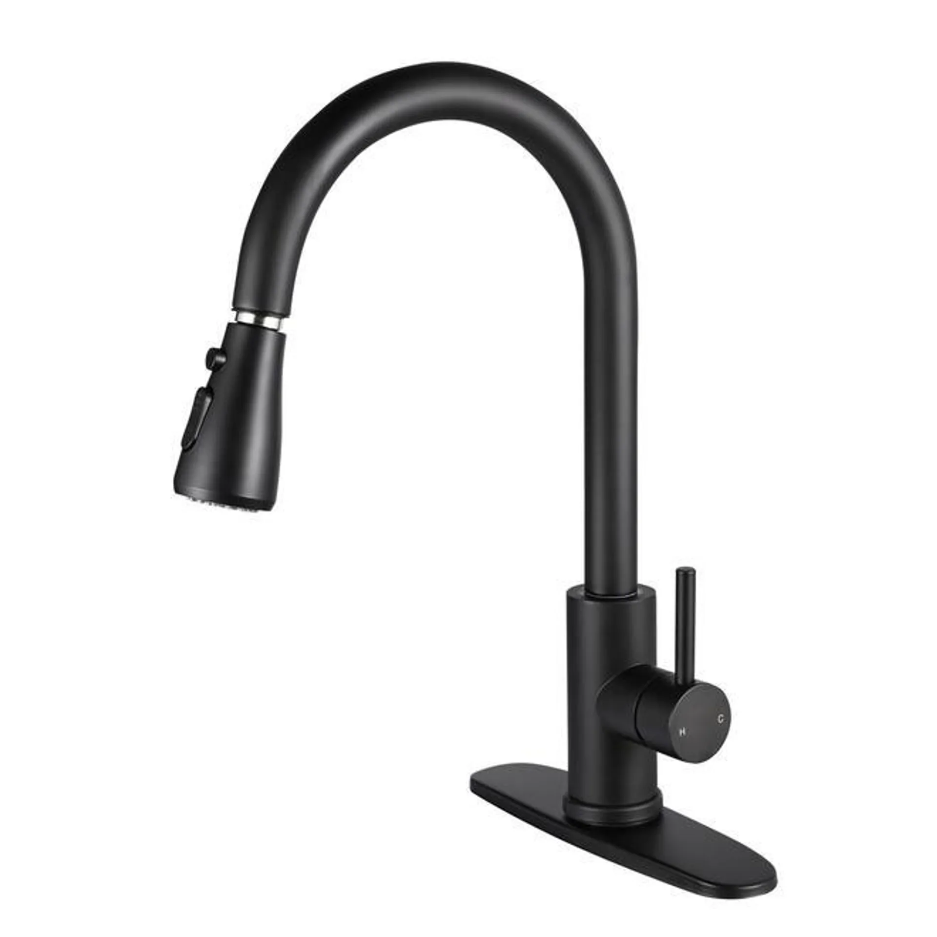 Single-Handle Pull-Down High Arc Sprayer Kitchen Sink Faucet, Matte Black - LIVINGbasics®