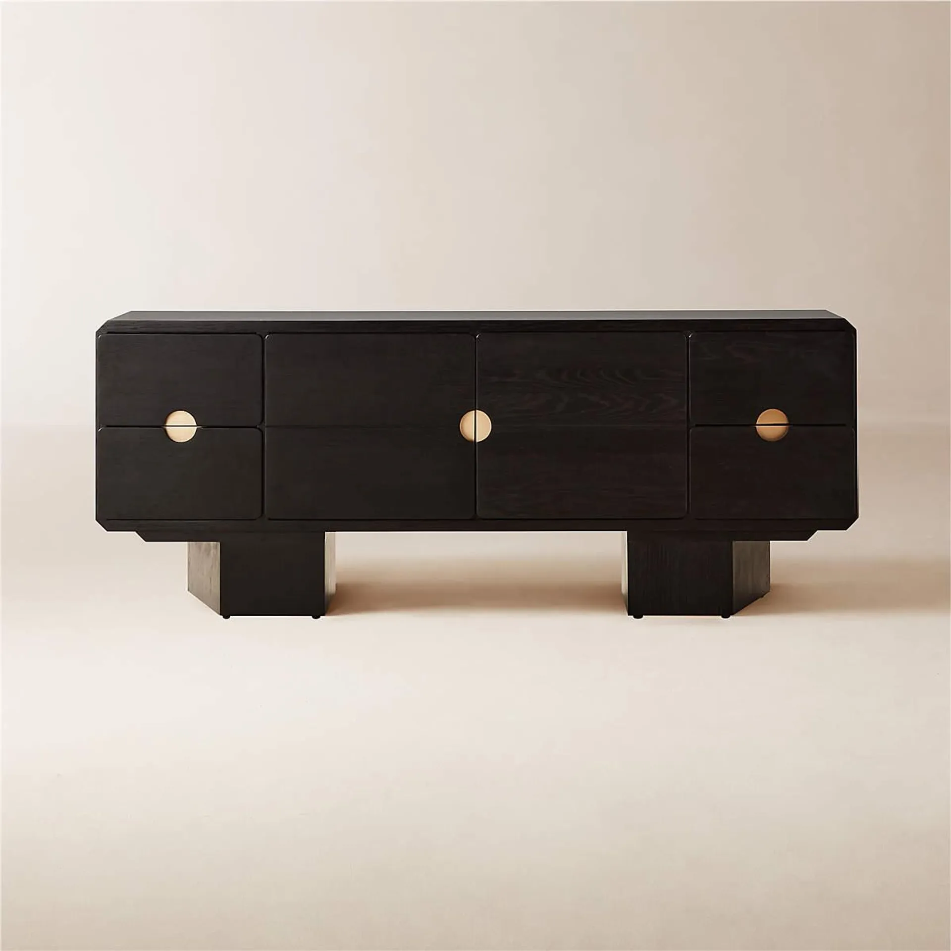 Bishop 72" Black Ebonized Oak Wood Credenza by Lawson-Fenning