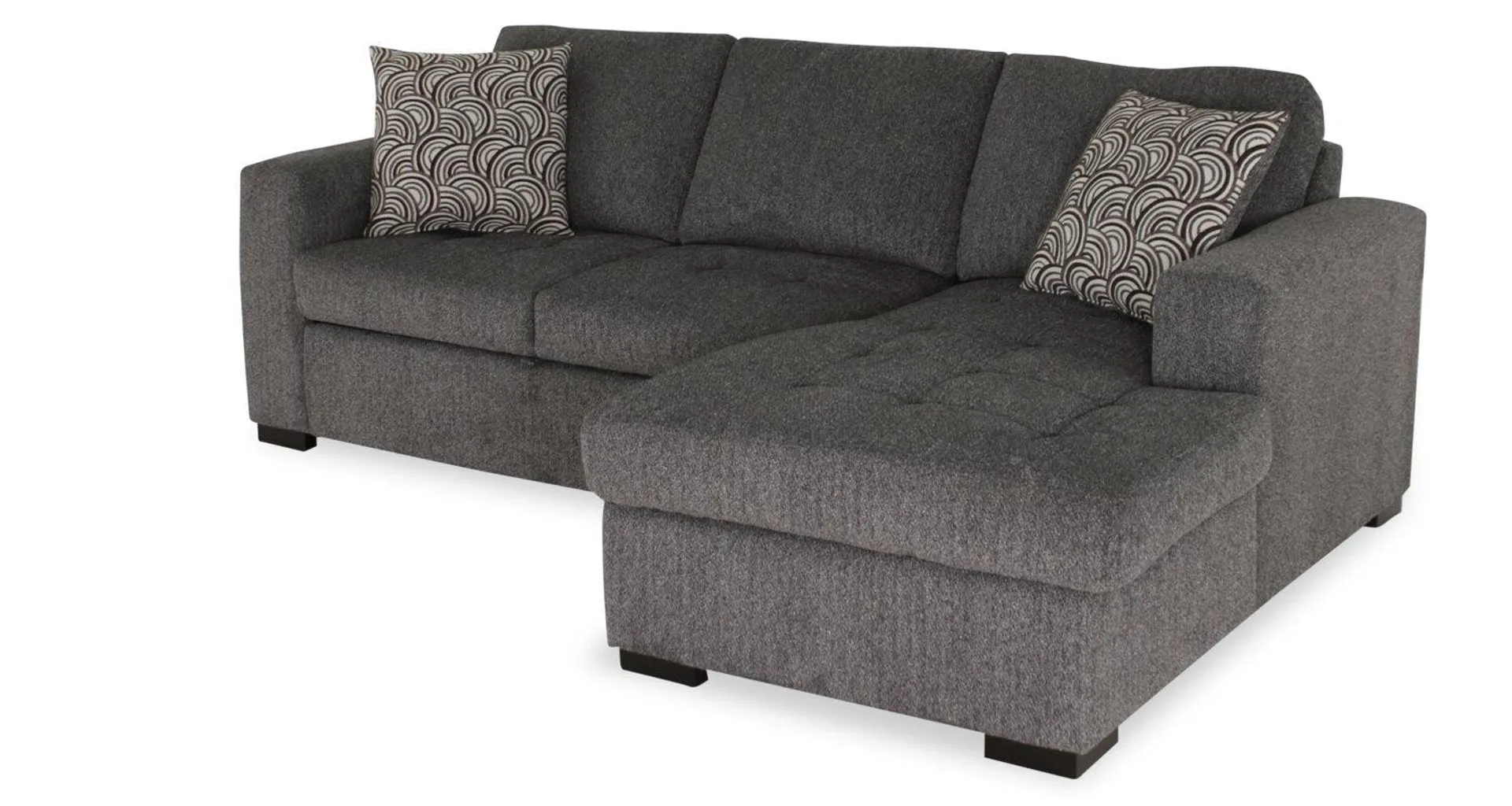 Legend 2-Piece Right-Facing Chenille Sleeper Sectional Sofa - Pepper