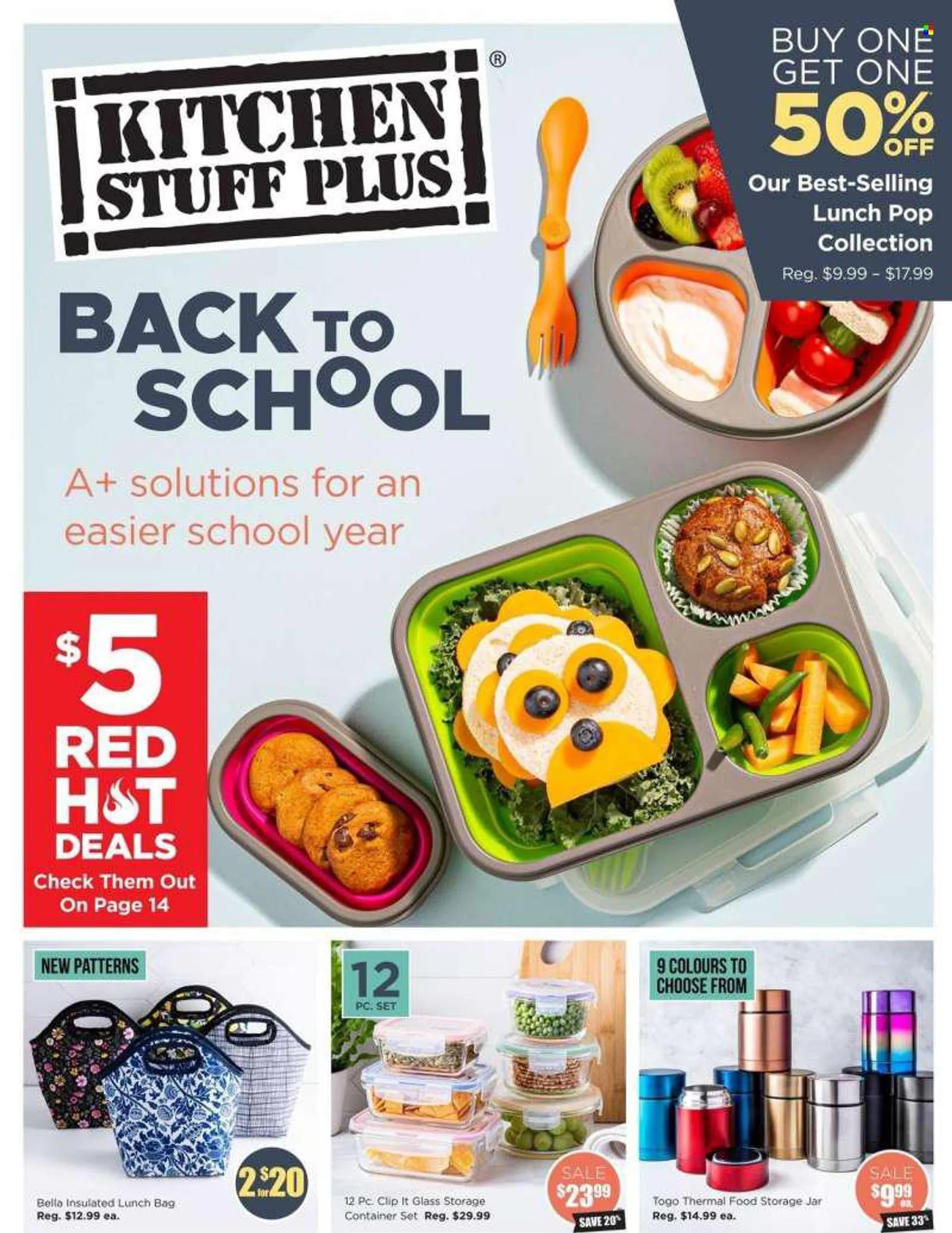 Kitchen Stuff Plus Flyer - August 04, 2022 - August 14, 2022 - Sales products - container, food storage container set, jar, storage box. Page 1.