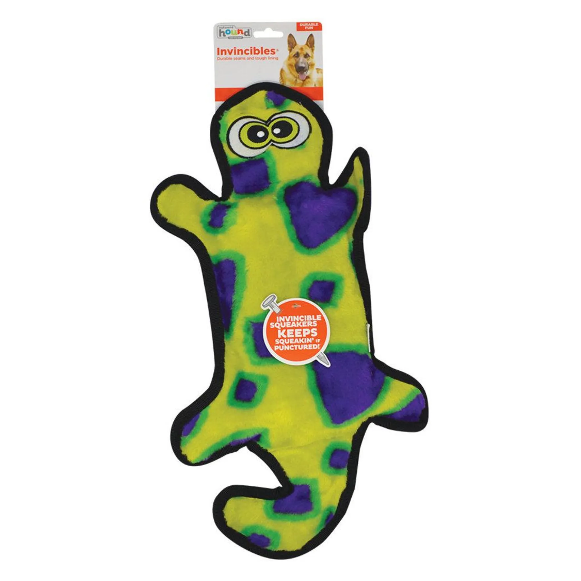 Invincible Gecko, 4 Squeakers - Yellow/Green