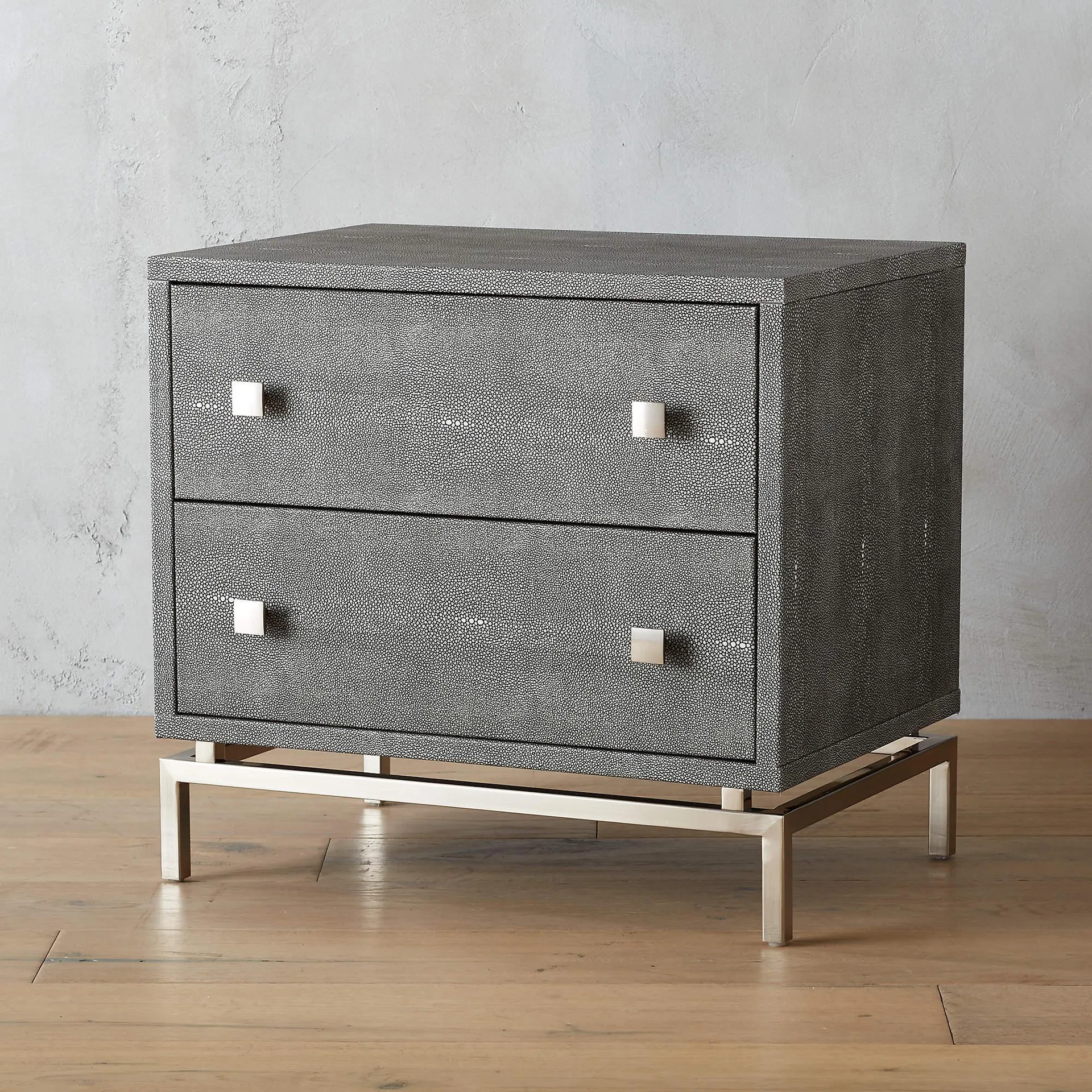 2-Drawer Grey Shagreen Nightstand