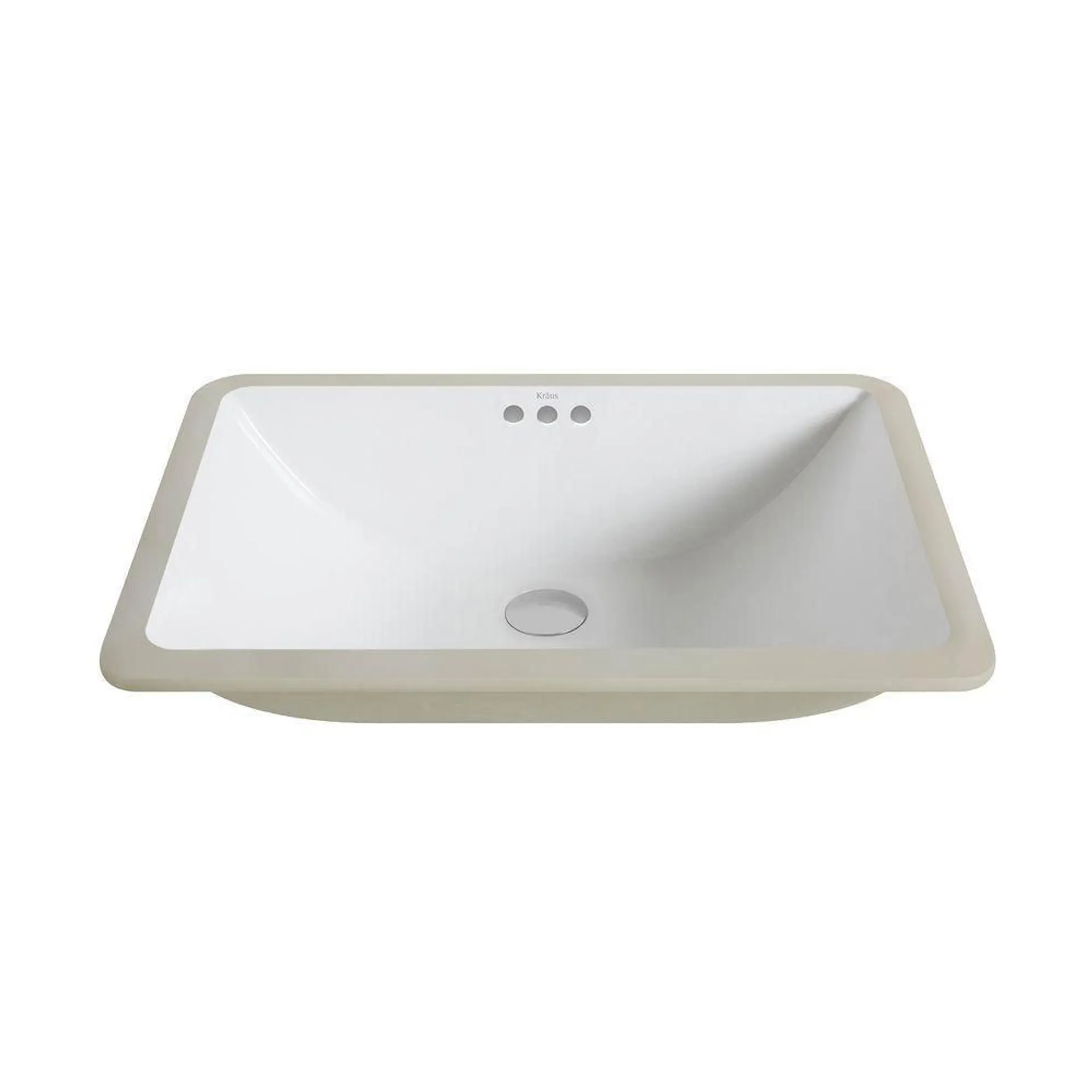 Elavo Large Ceramic Rectangular Undermount Bathroom Sink with Overflow in White