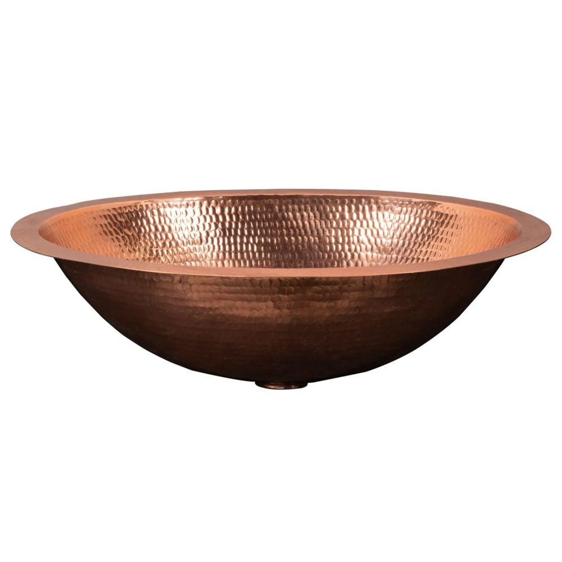 Dual Mount Oval Copper 19 inch 0-Hole Bathroom Sink in Polished Copper