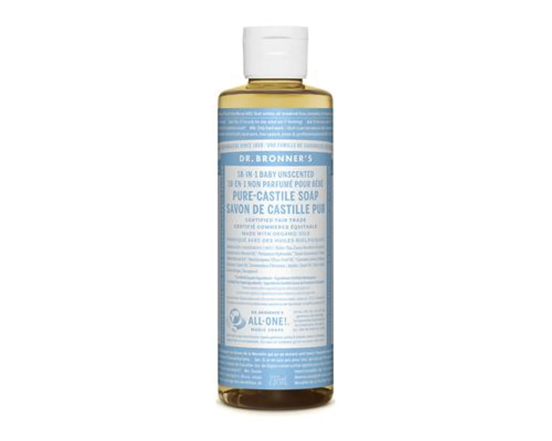 Dr. Bronner's 18-In-1 Pure-Castile Soap Liquid Baby Unscented 237mL