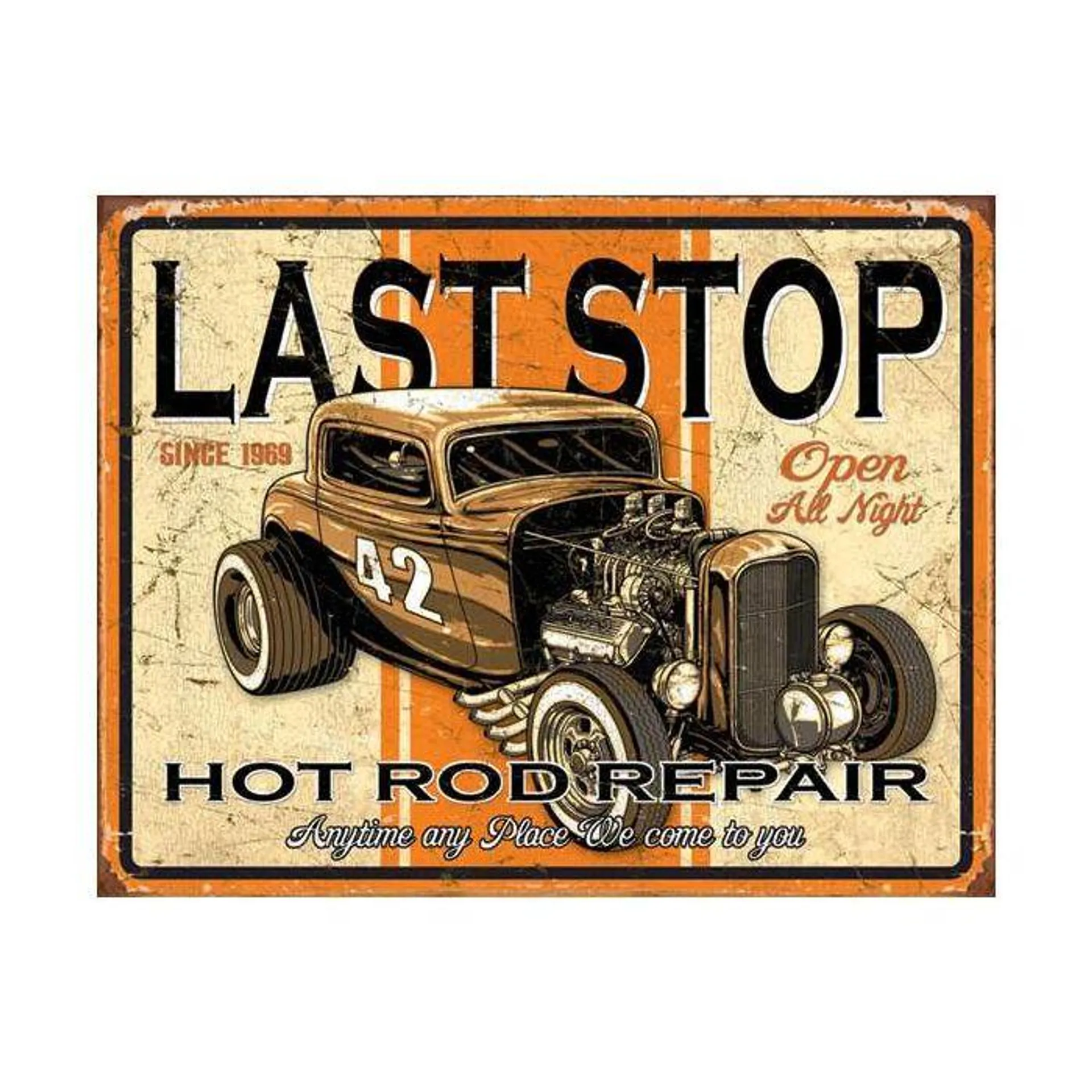 Last Stop Hot Rod Repair Tin Sign