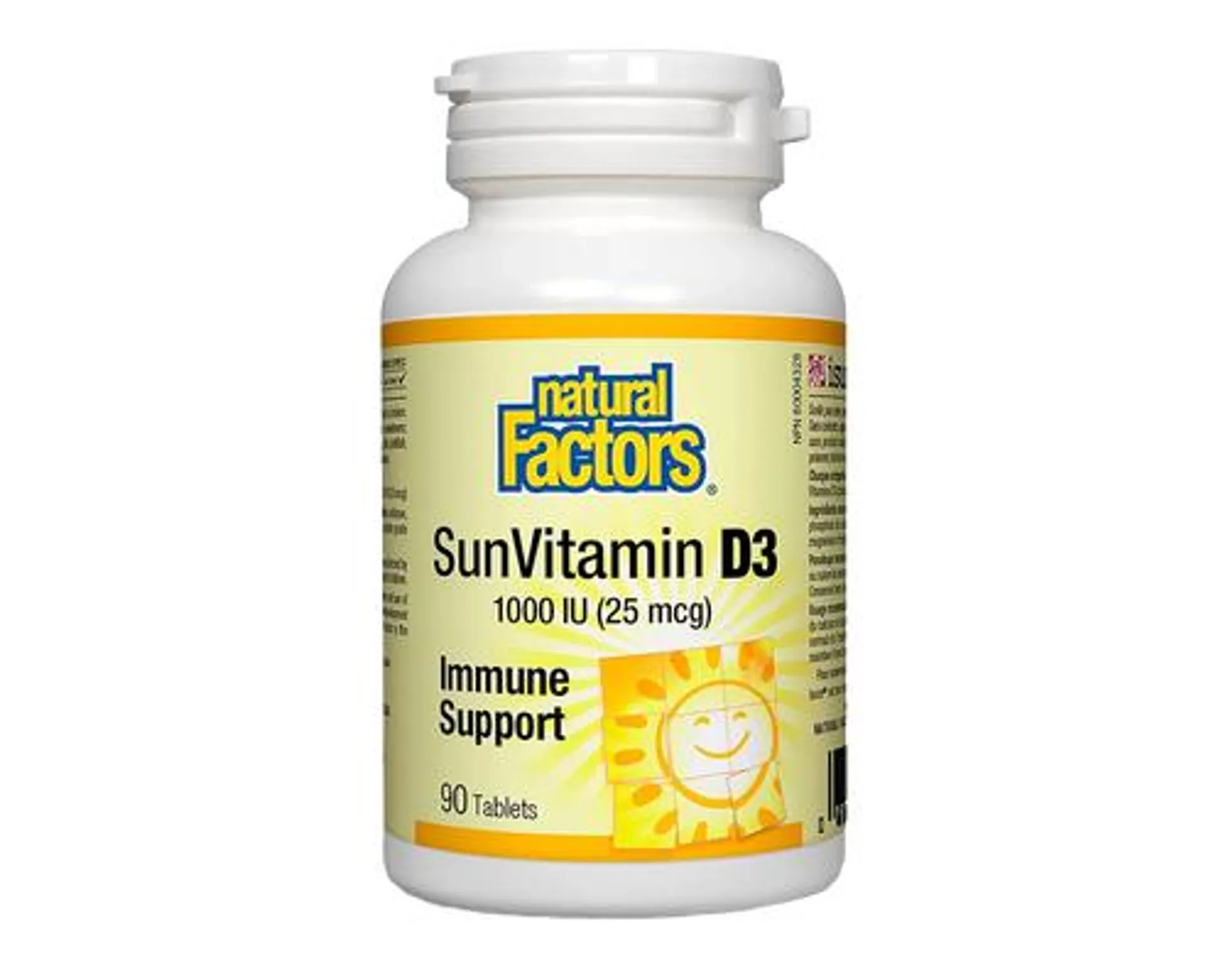 Natural Factors Sun Vitamin D3 1000 IU 90 Tablets