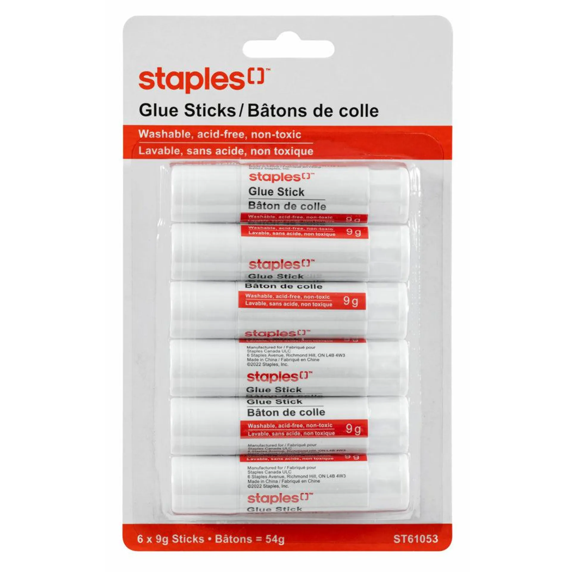 Staples Washable Glue Sticks - 9g - 6 Pack