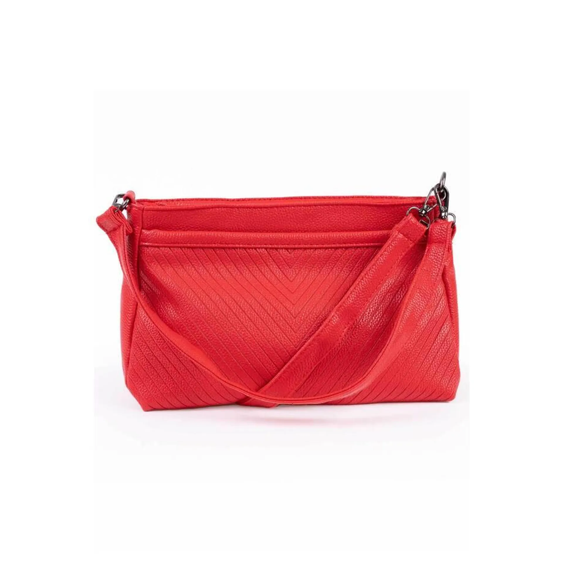 Textured faux-leather fashion handbag - Red