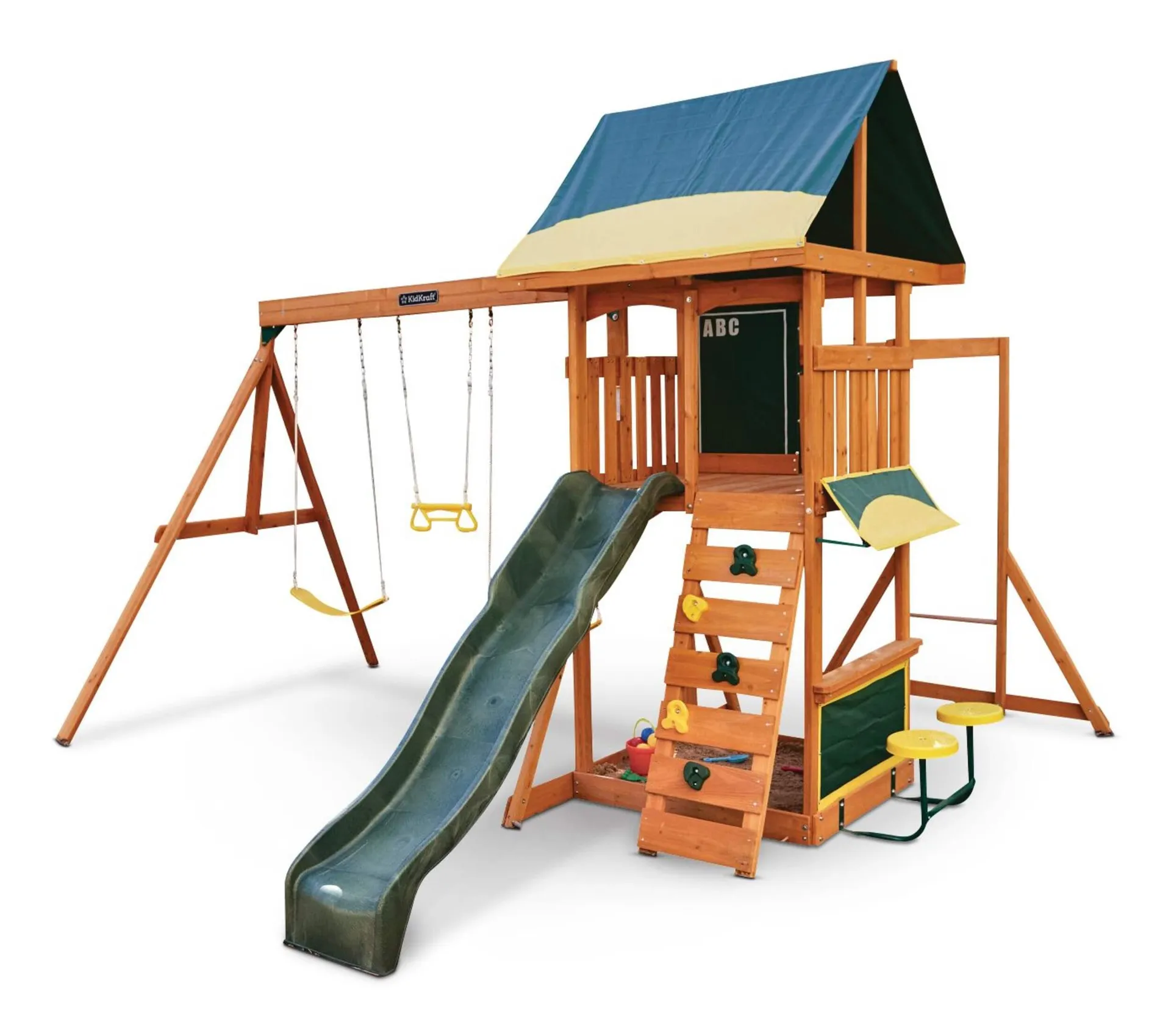 KidKraft Brightside Outdoor Cedar Wooden Swing/Play Set, Kids Ages 3-10