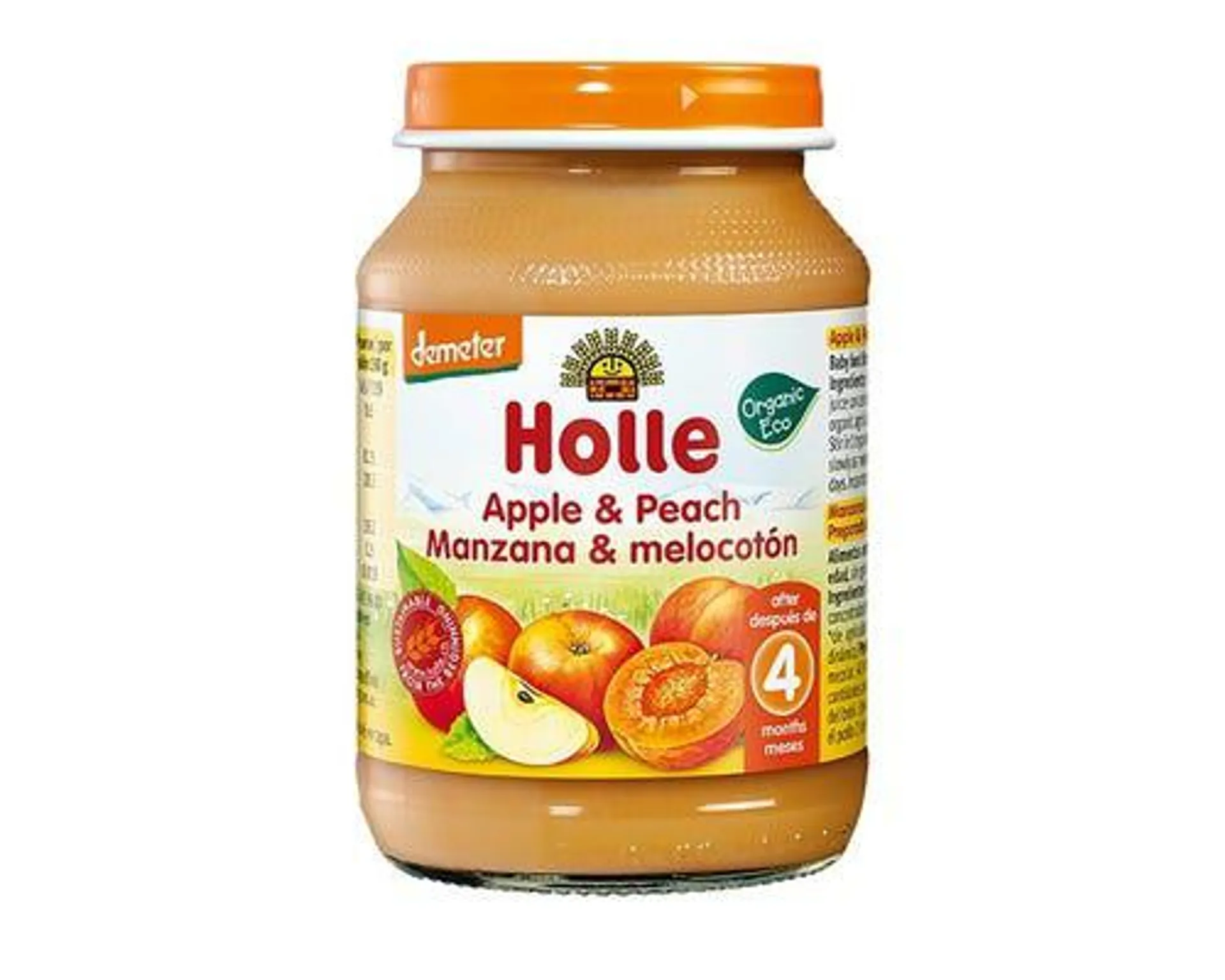 Holle Organic Baby Food Jar Apple and Peach 190g