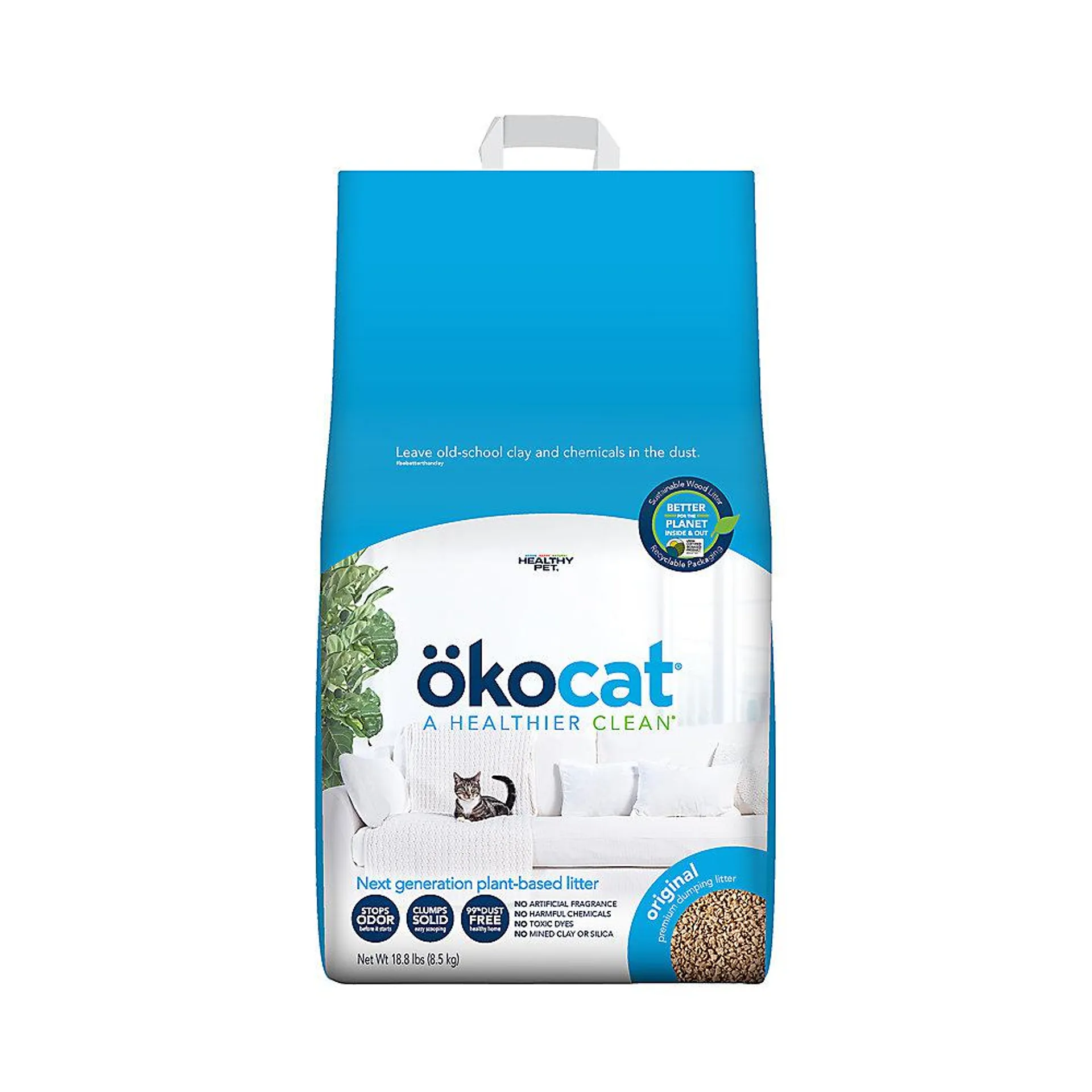 Okocat® Original Clumping Wood Cat Litter - Low Dust, Natural
