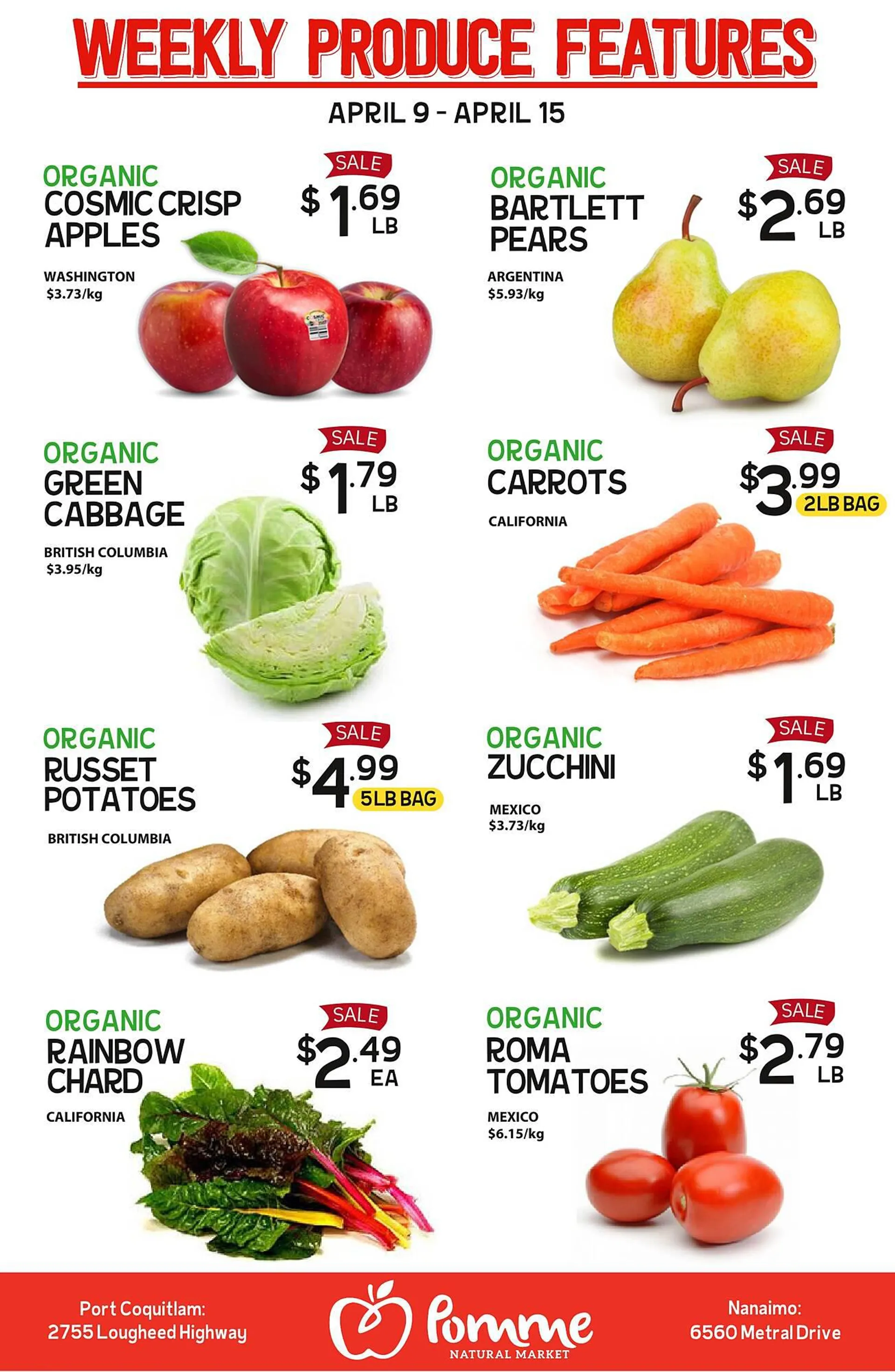 Pomme Natural Market flyer from April 9 to April 15 2024 - flyer page 1