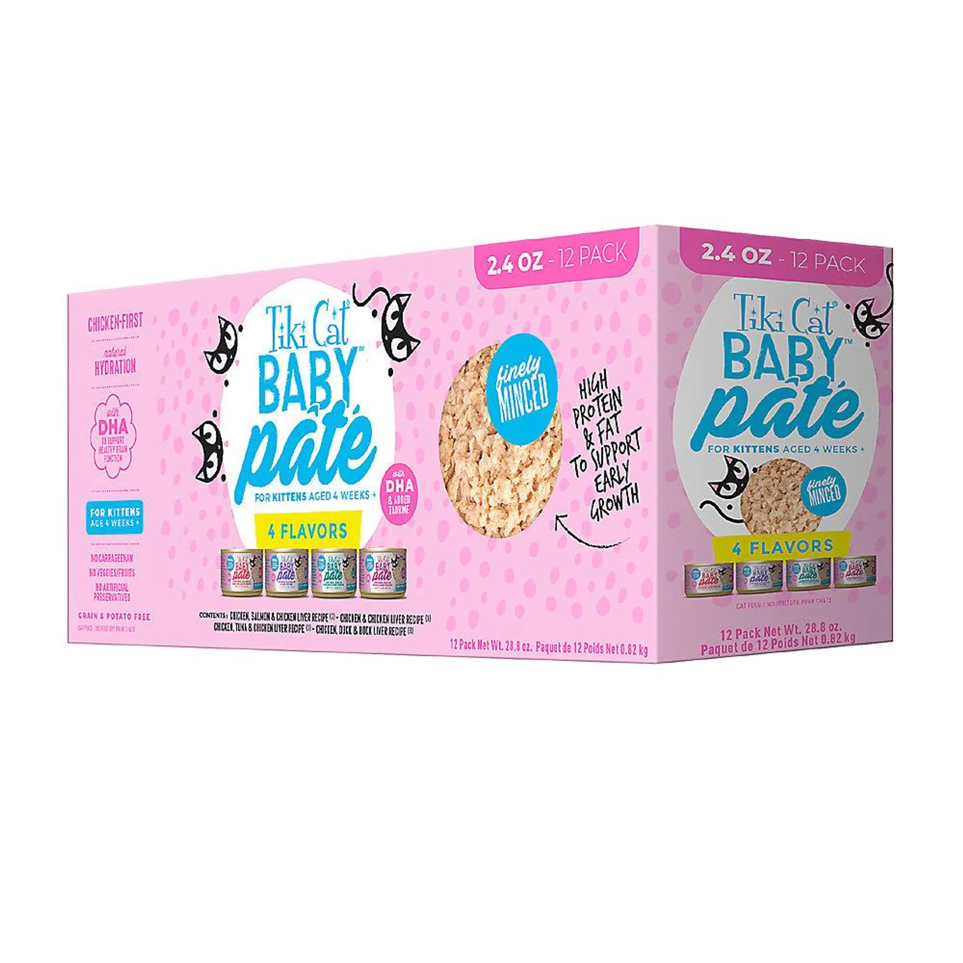 Tiki Cat Baby Kitten Wet Food - High Protein, Pate, Variety Pack, 12 Ct