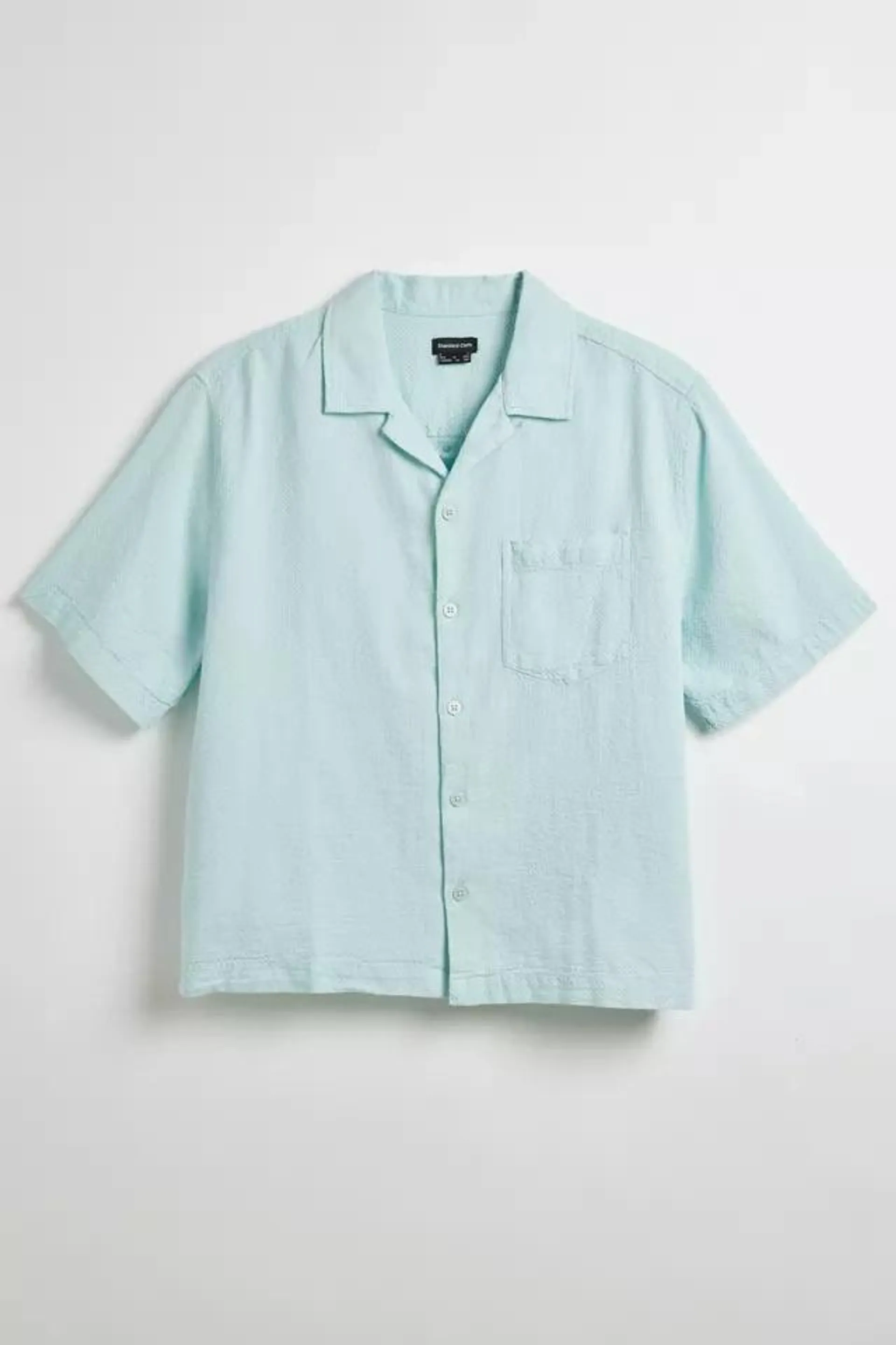 Standard Cloth Liam Seersucker Cropped Short Sleeve Shirt