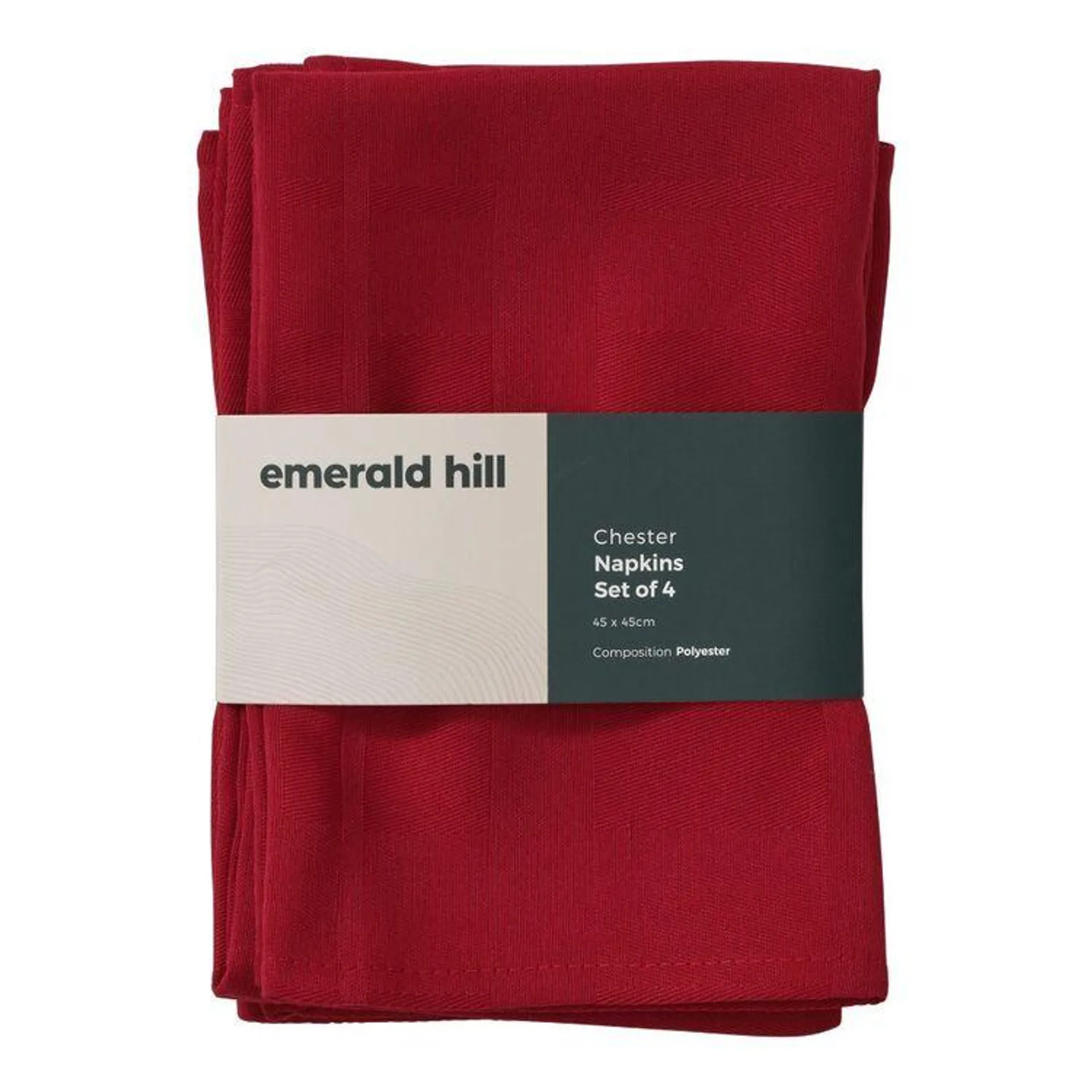 Emerald Hill Chester Napkins 4 Pack Red 45 x 45 cm