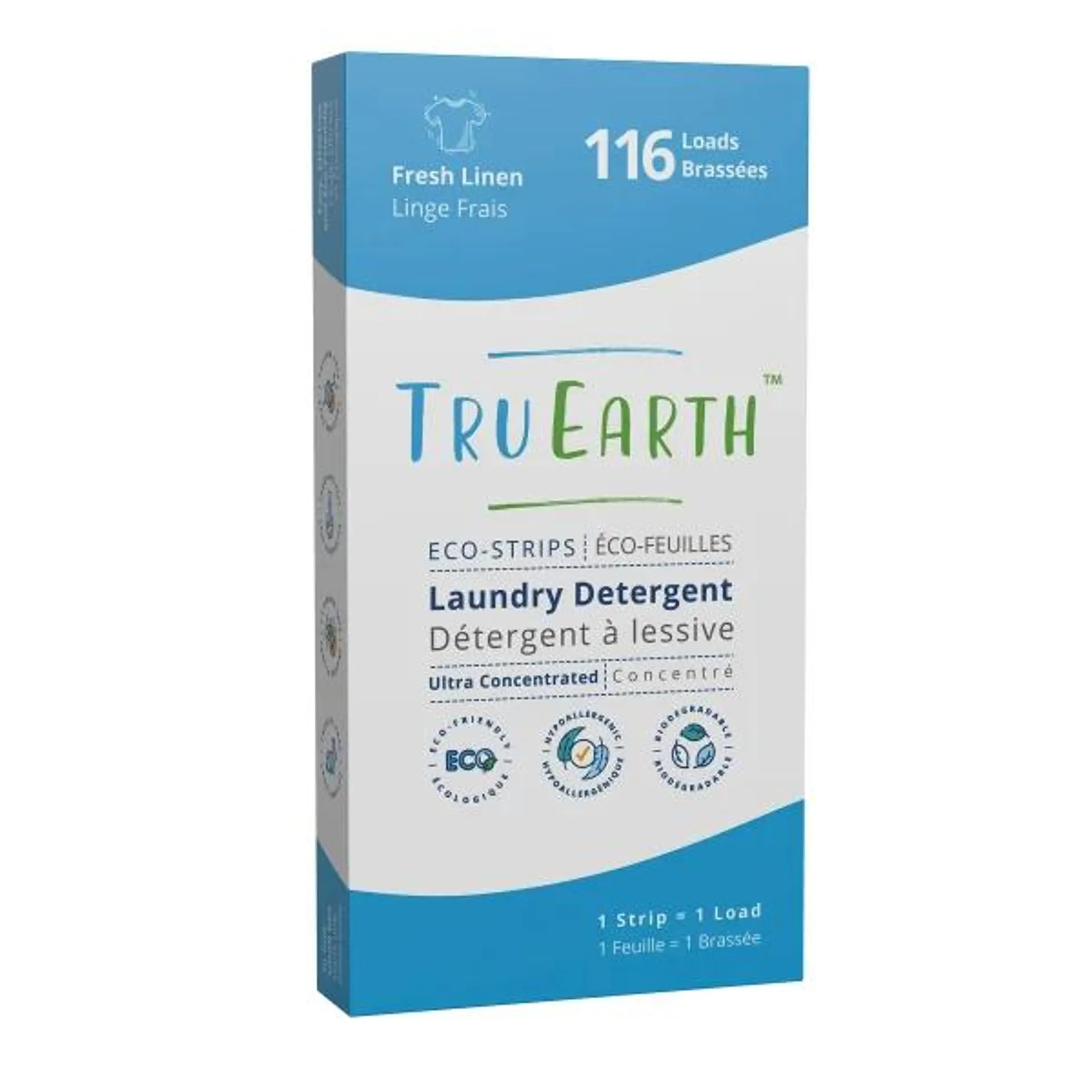 Tru Earth Eco-Strips Fresh Linen Laundry Detergent, 116 Wash Loads