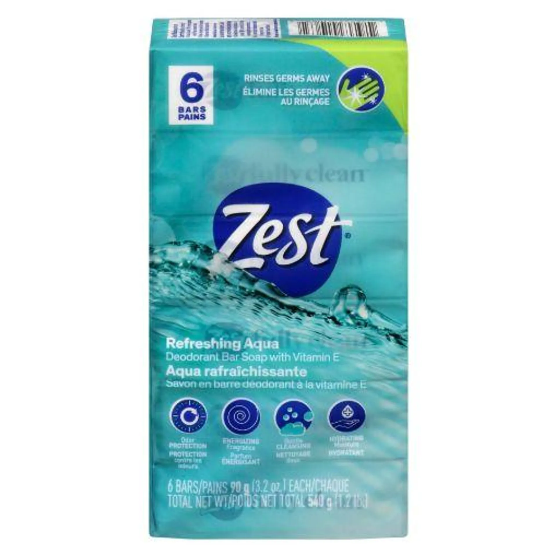 ZEST BAR SOAP - AQUA 6X90GR