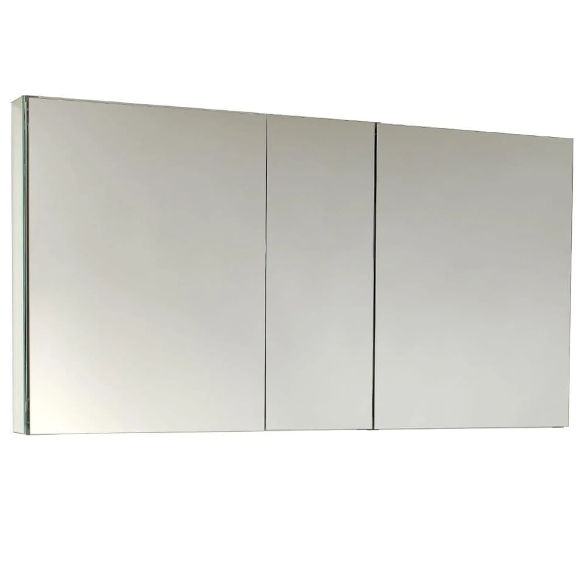 49 inch W x 26 inch H Frameless Recessed or Surface-Mount Tri-view Bathroom Medicine Cabinet