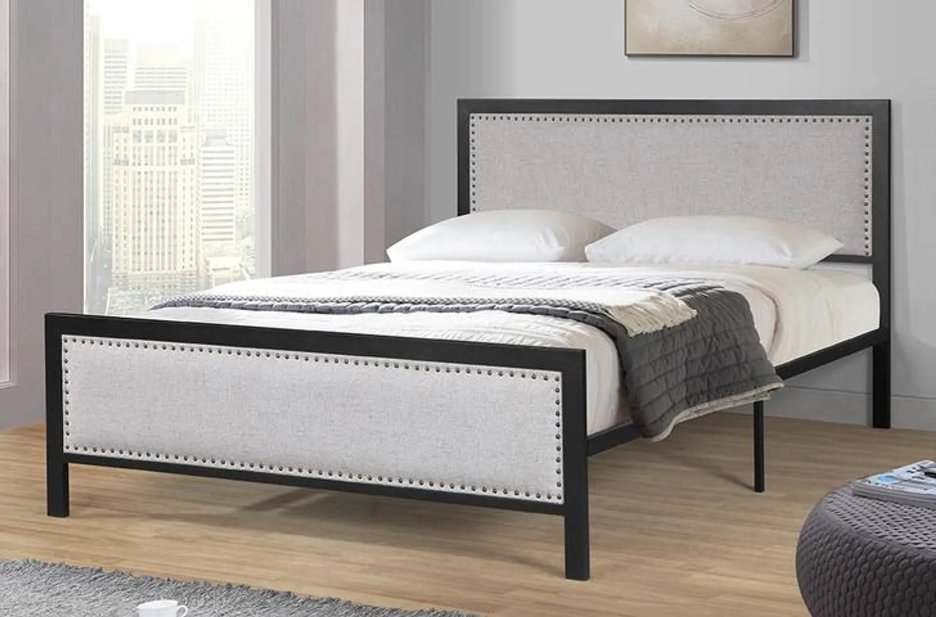 Madrid Metal Upholstered Platform Bed