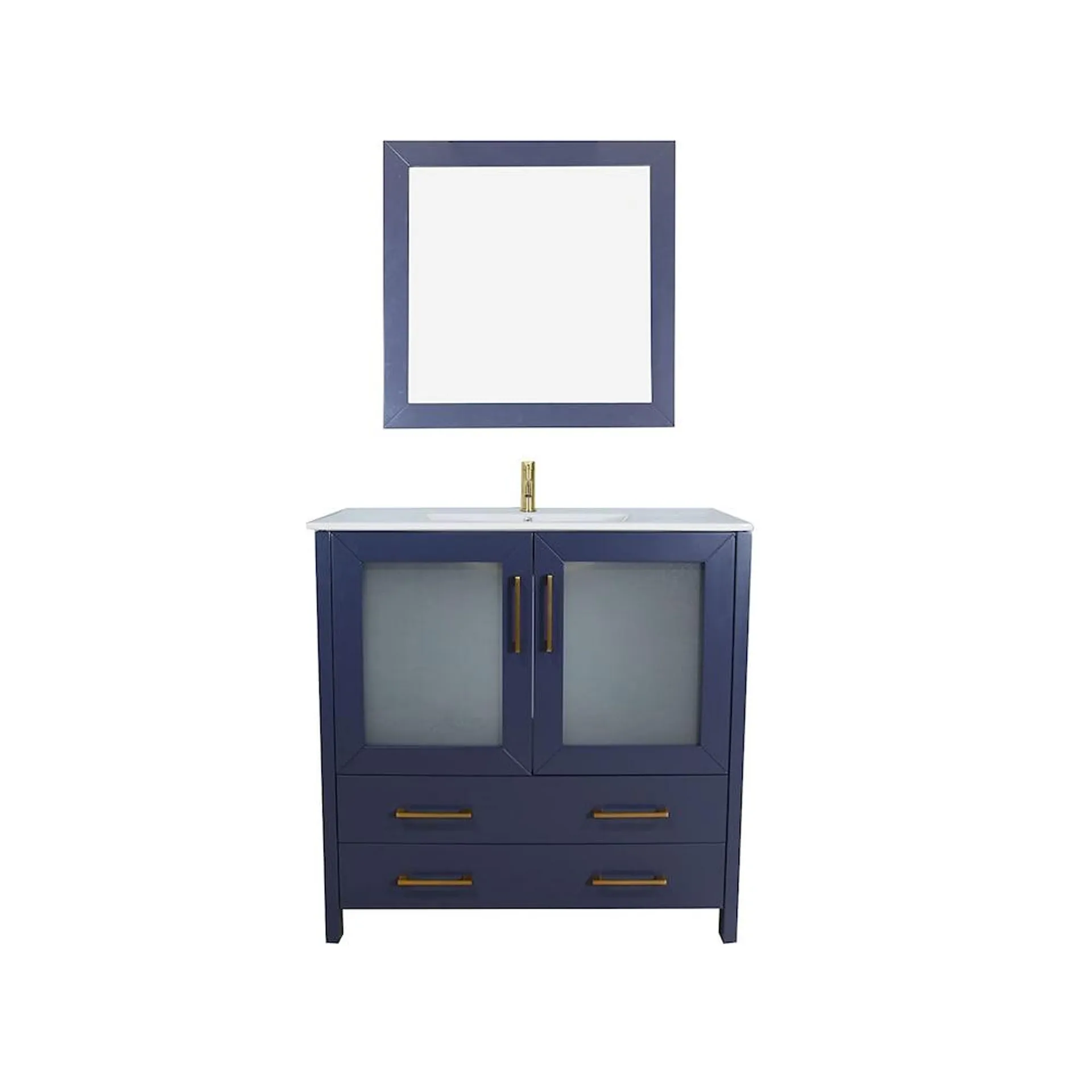 Brescia 36 inch W Single Sink Bath Vanity in Blue with Ceramic Top and Mirror VA3036