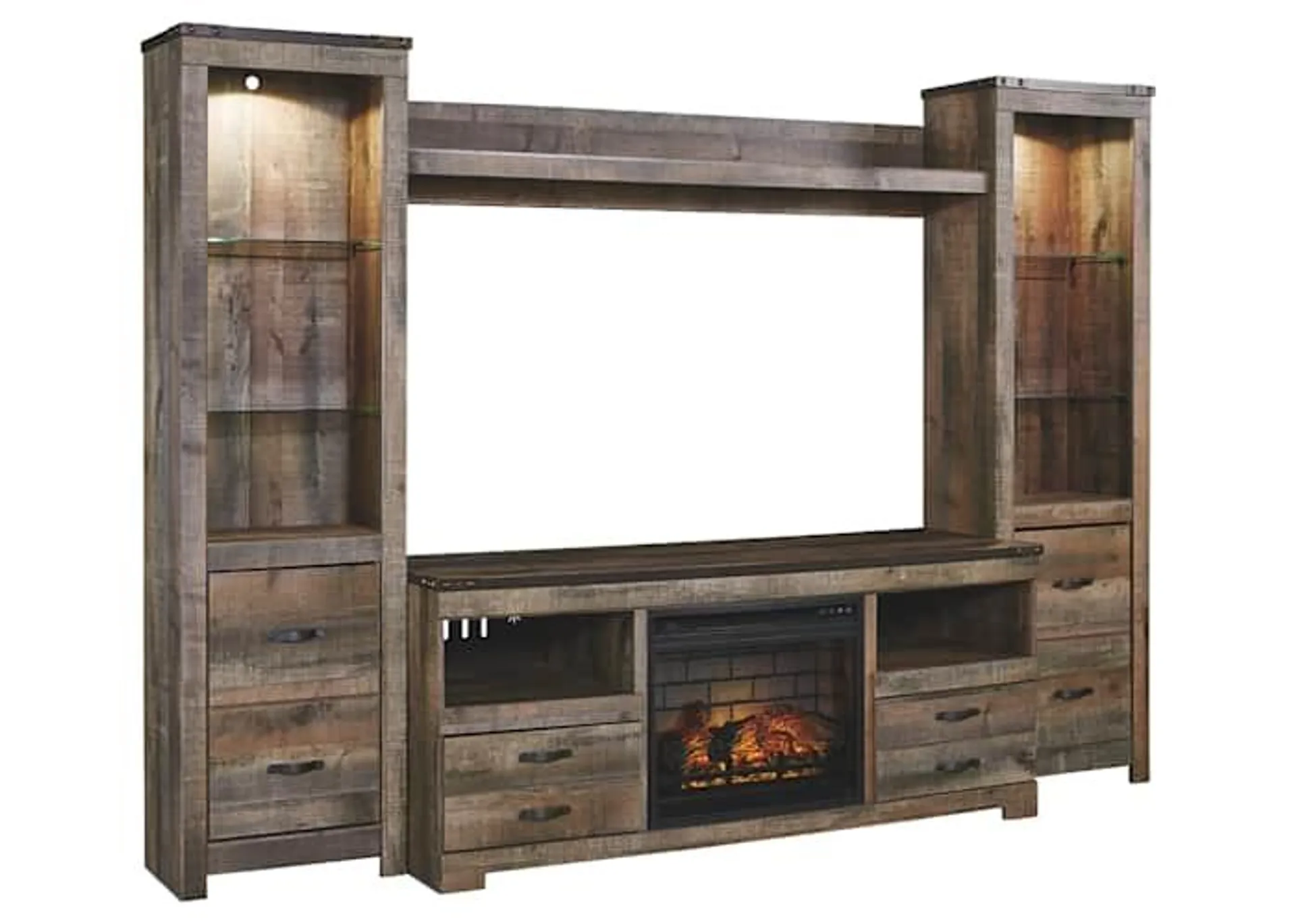 Trinell Entertainment Unit with Fireplace - Brown