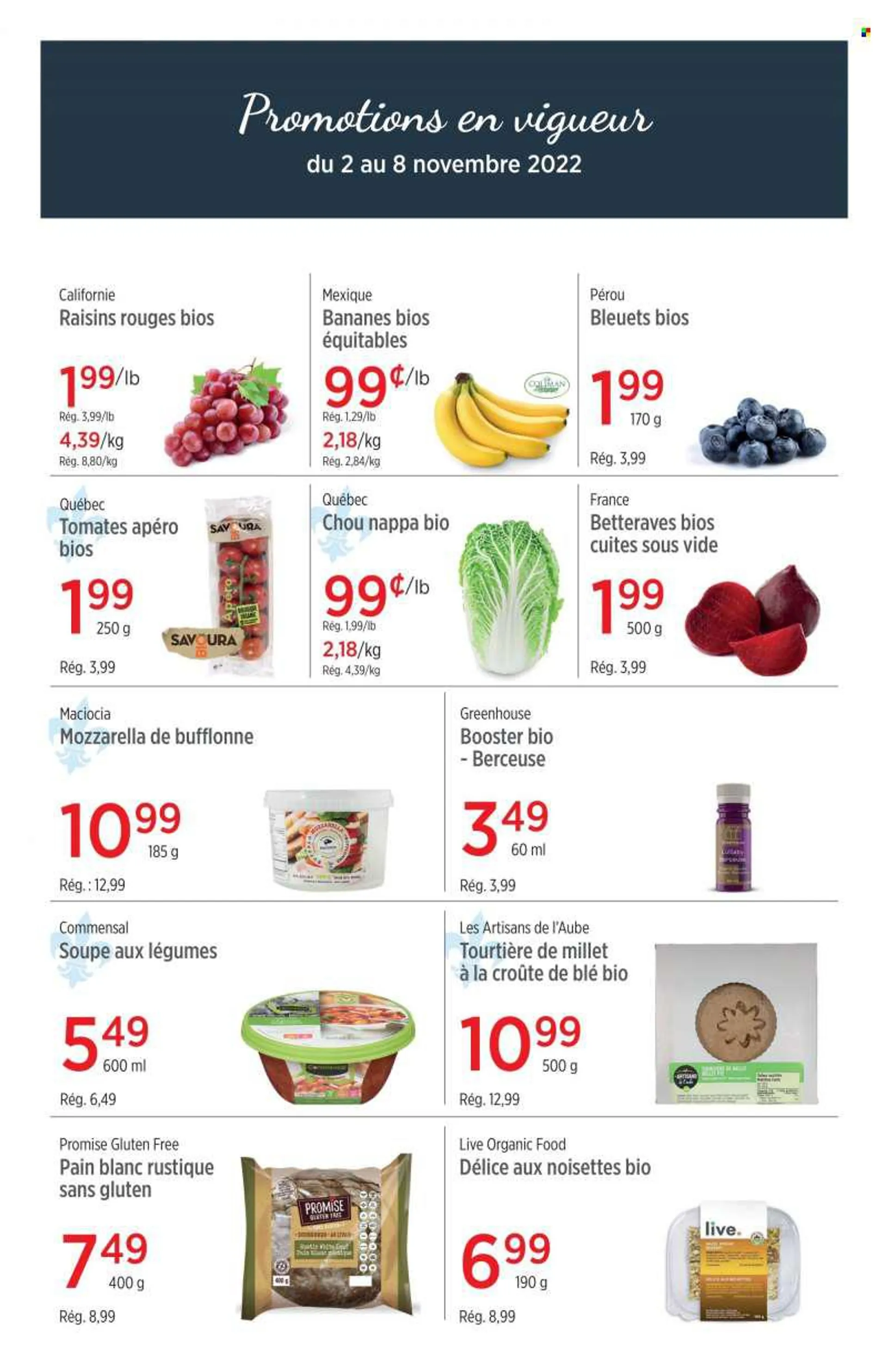 Avril Flyer - November 02, 2022 - November 08, 2022 - Sales products - butter, dried fruit, mozzarella, raisins. Page 1.