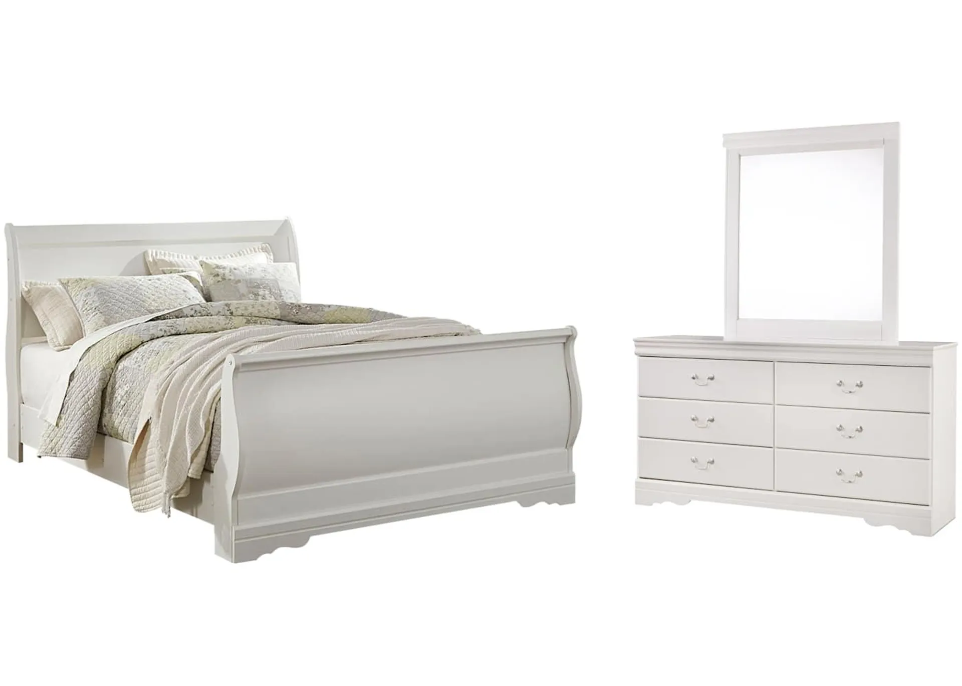 Anarasia 5 Piece Queen Sleigh Bedroom - White - Queen