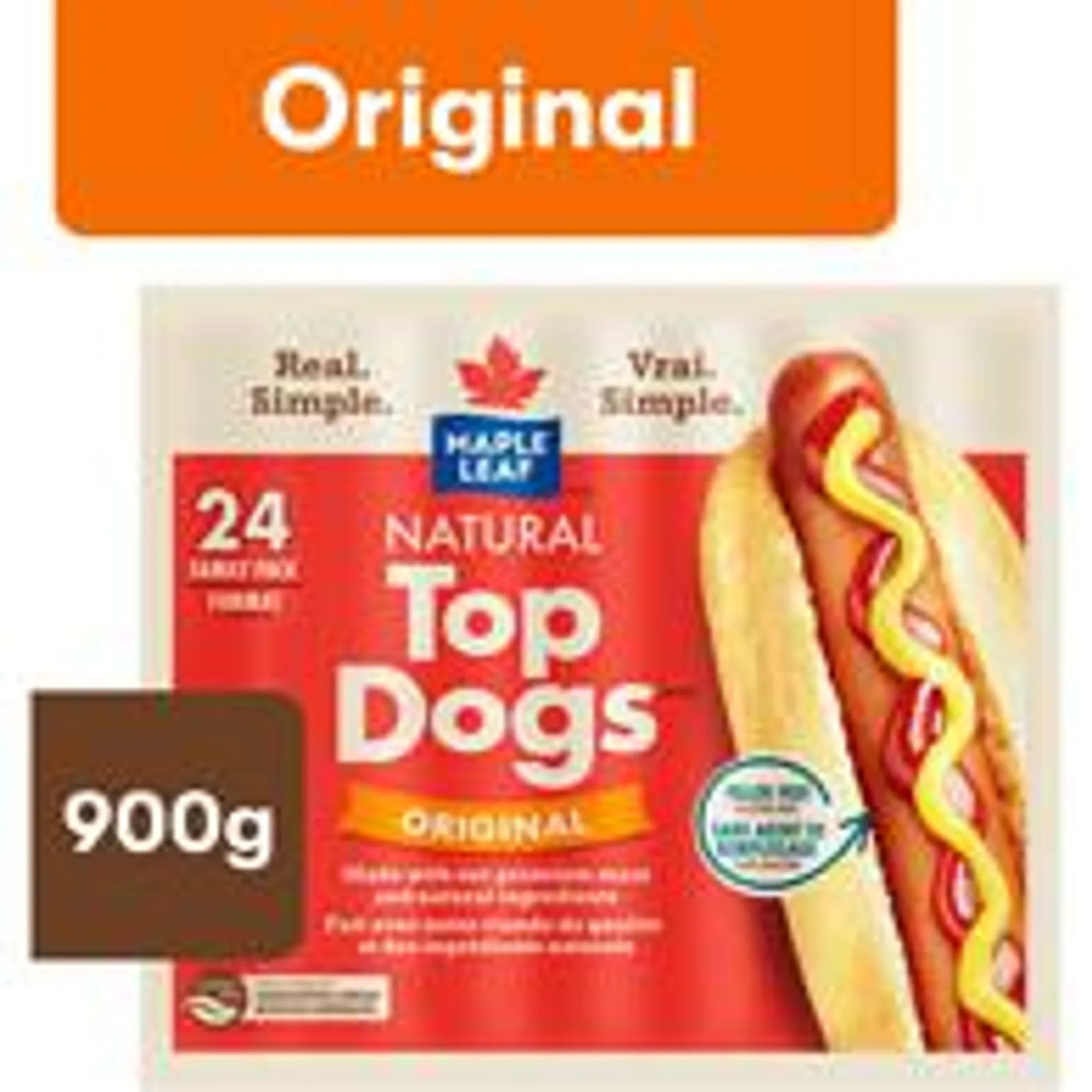 Natural Top Dogs Original Hot Dogs, Family Size