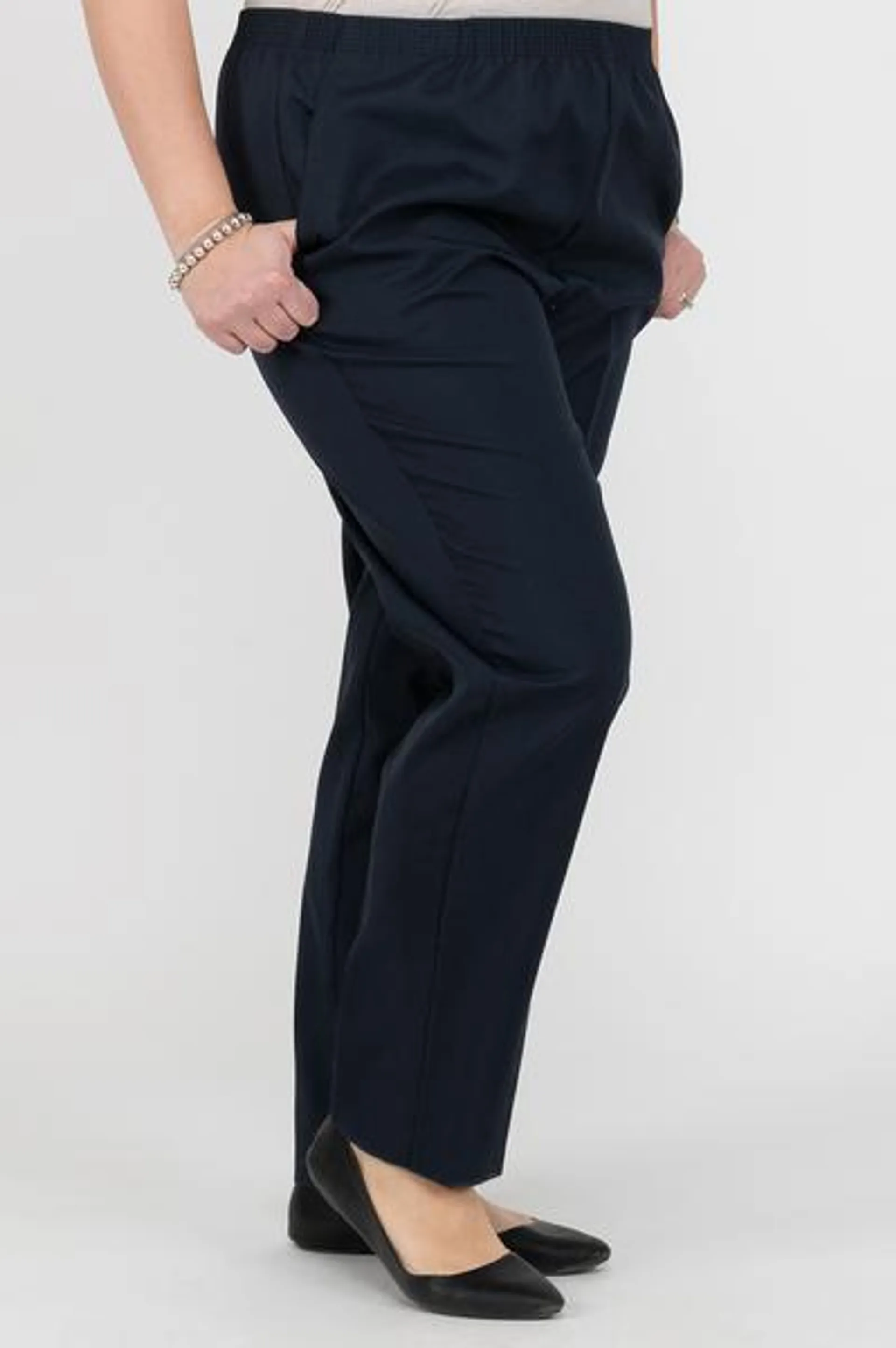 Elastic-waist pull-on pants - Navy