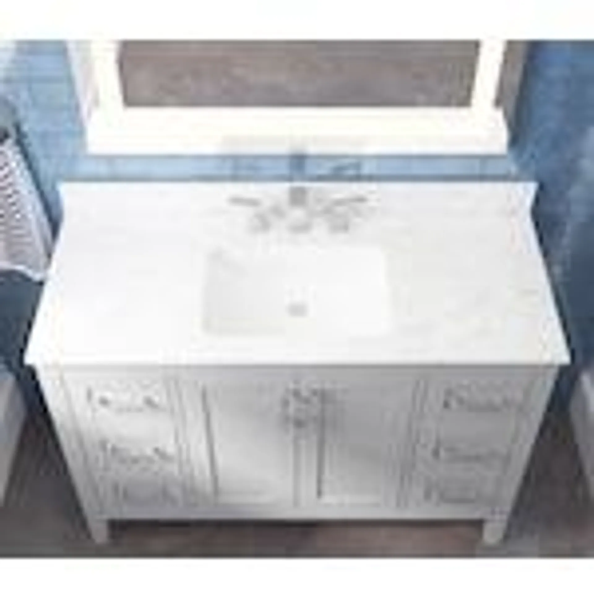 Ellia 48-inch Vanity in Grey with White Carrera Top