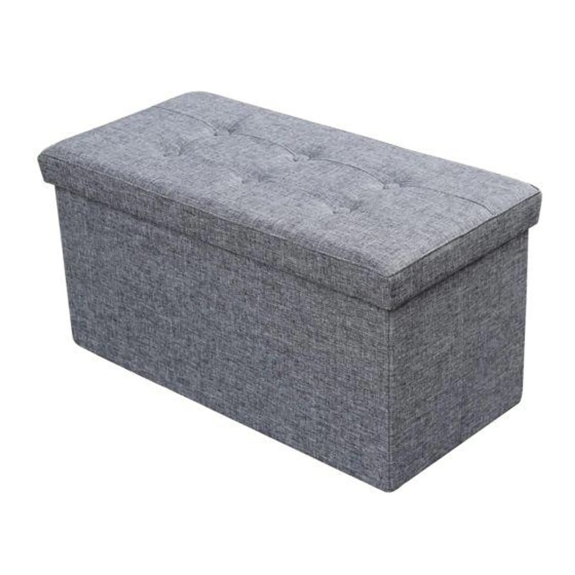 Pouf de rangement double pliable en tissu gris