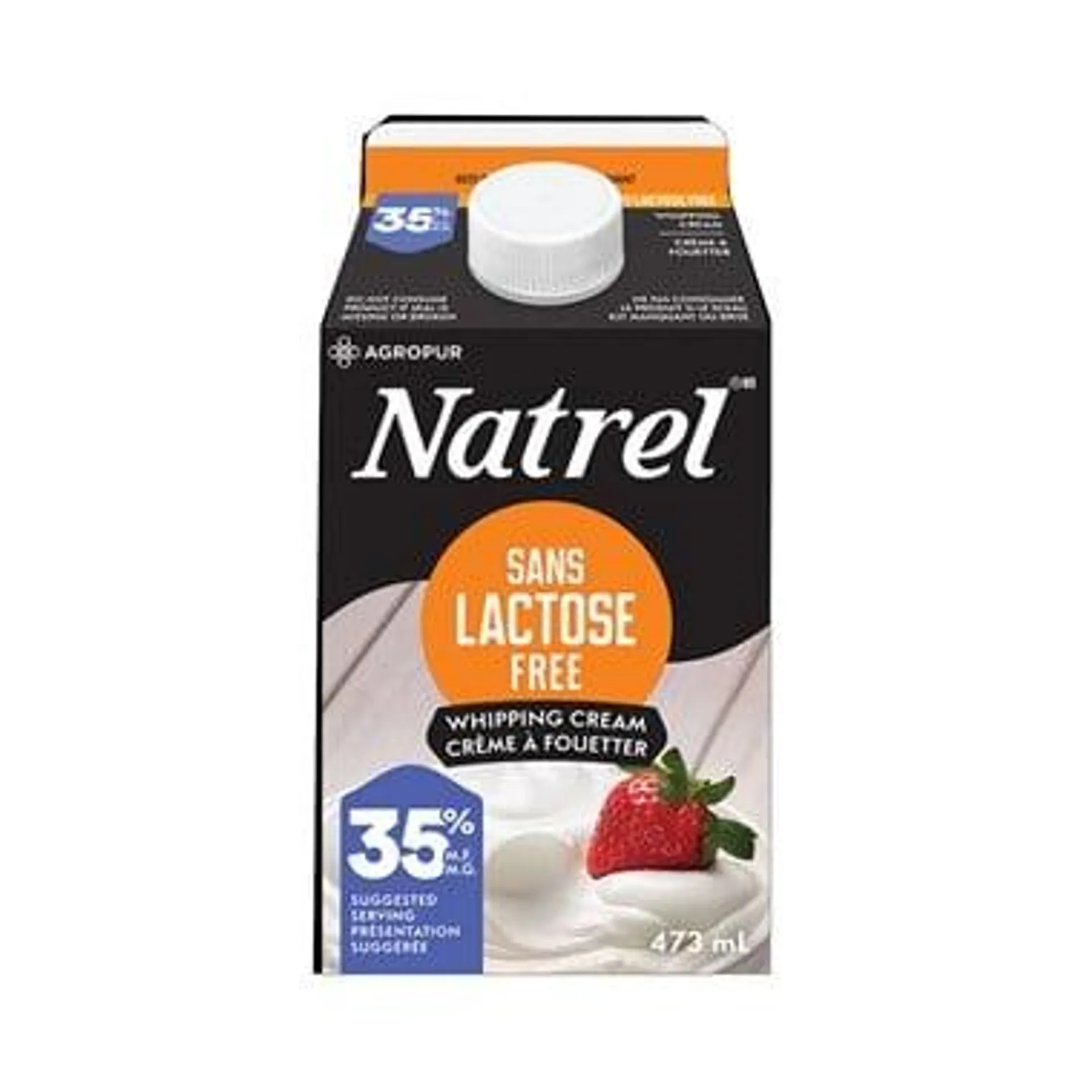 Crème à fouetter 35% sans lactose 473 ml