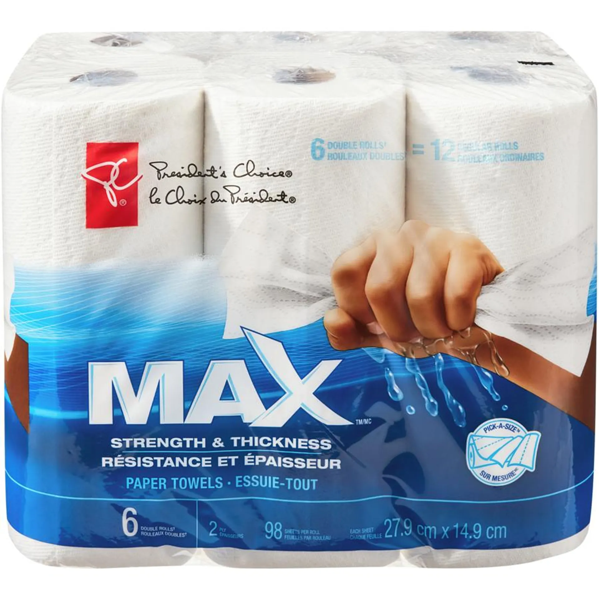 Max Strength and Thickness Paper Towels 6=12 Rolls