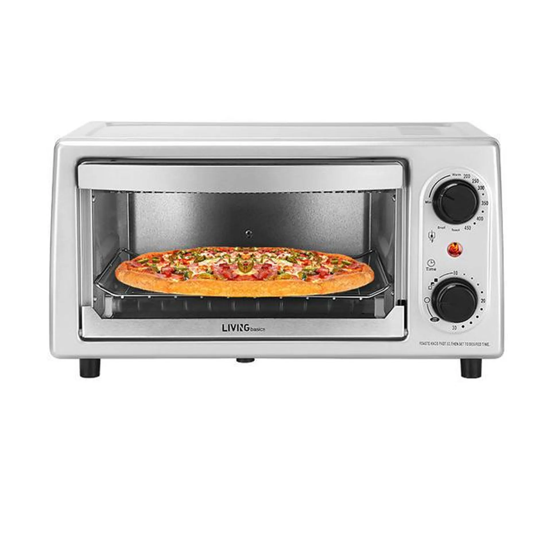 Toaster Oven 4 Slice, 9” Pizza, Multi-function Aluminized steel (FDA), 10L Capacity - LIVINGbasics®