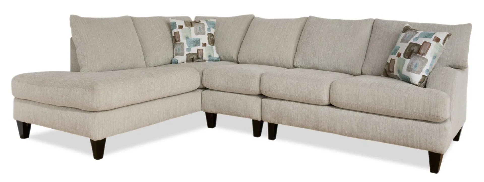 Nofia 3-Piece Chenille Left-Facing Sectional - Linen