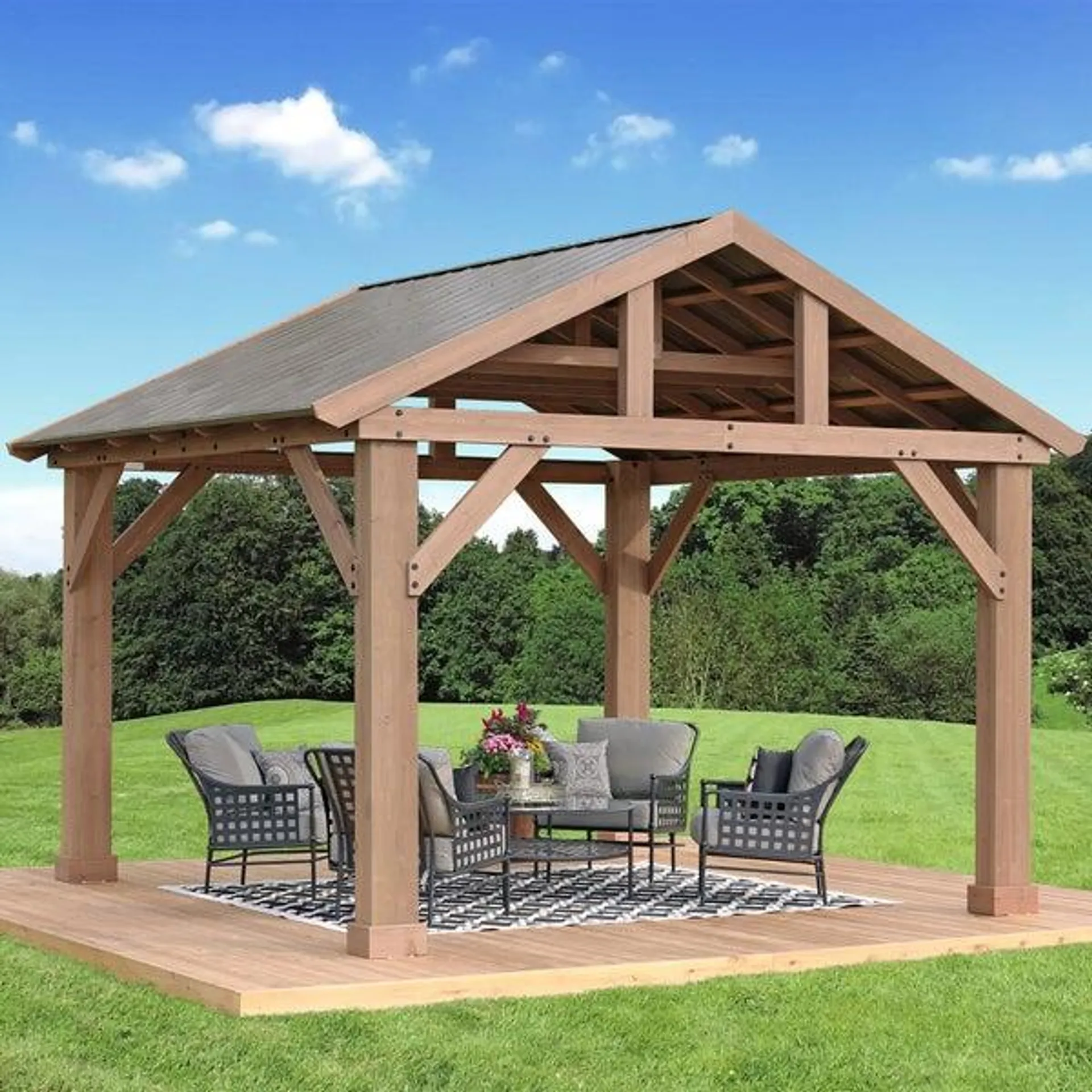 Yardistry Pavilion 14 ft. x 12 ft. with Aluminium Roof