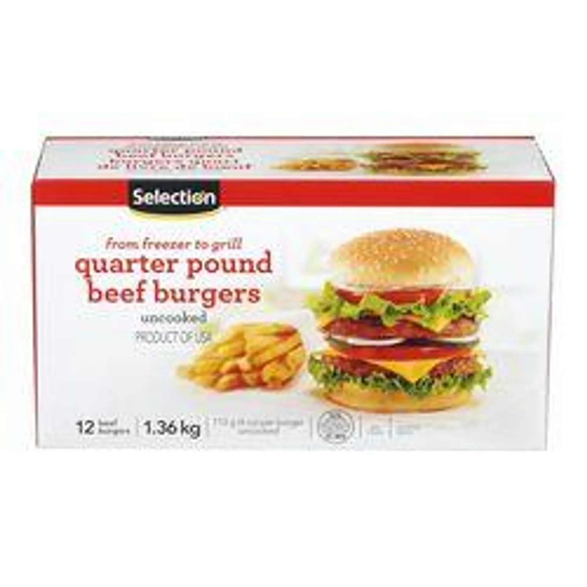 Frozen Quarter Pound Beef Burgers