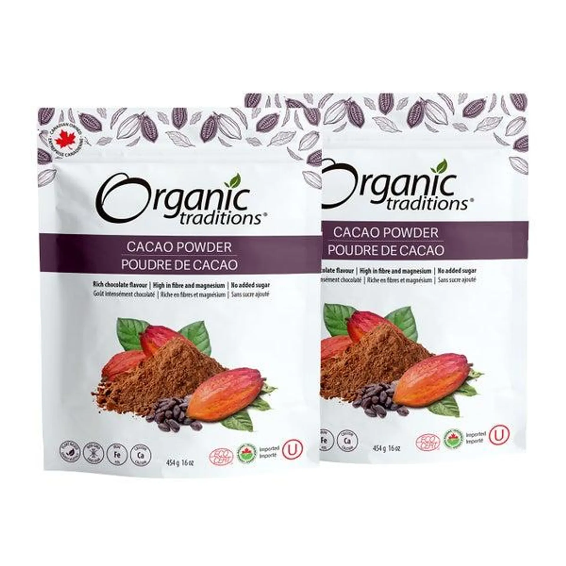 Organic Traditions Cacao Powder, 2-pack