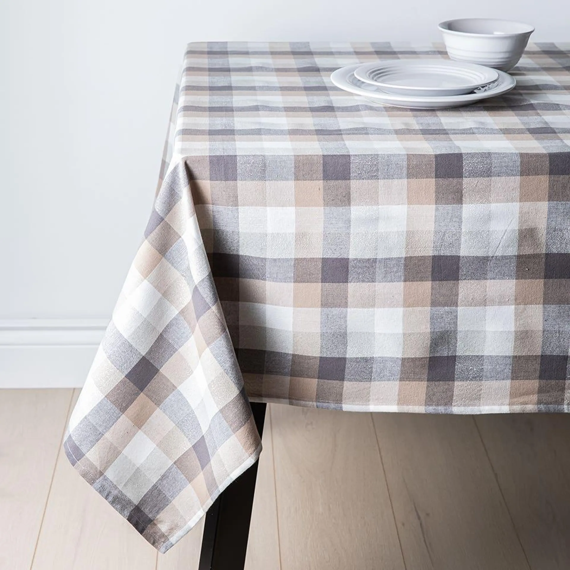 Harman Christmas Frosted Check Cotton-Poly Tablecloth (60" x 90")