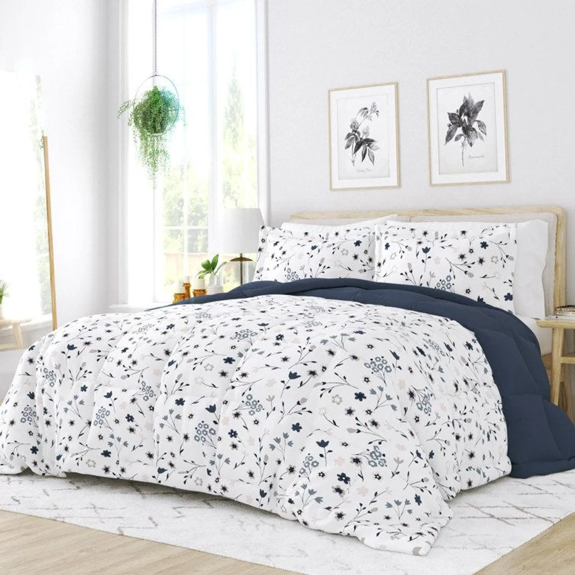 Down Alternative Forget Me Not Reversible Comforter Set